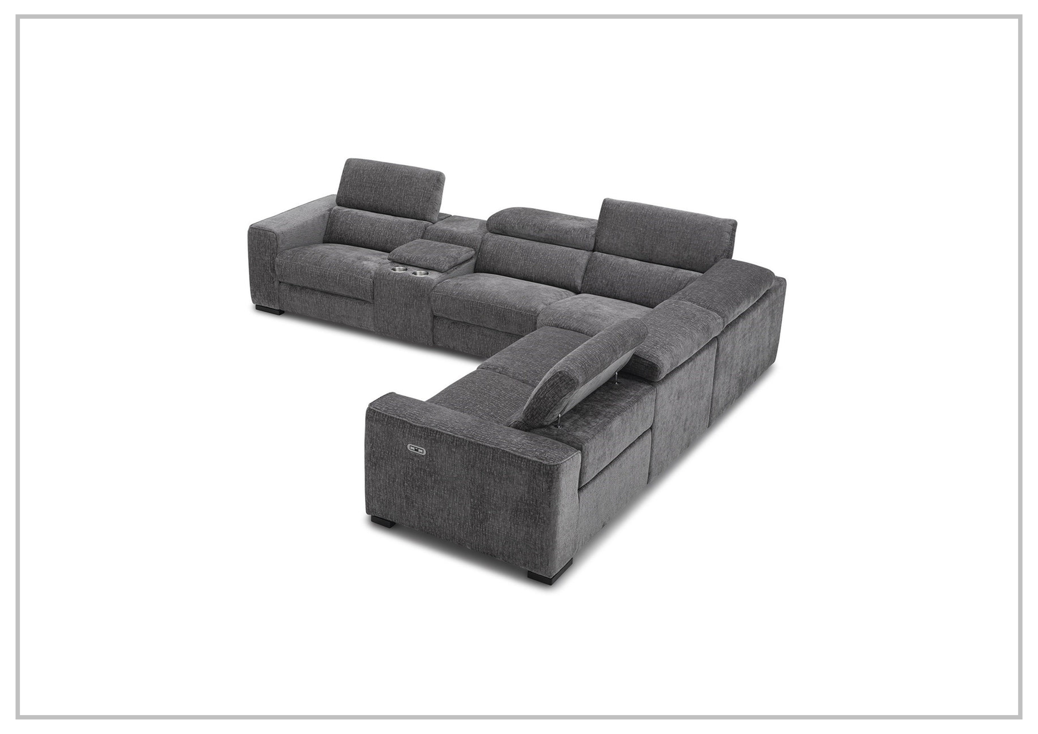 Gio Italia Aventura L-Shaped Fabric Power Reclining Sectional Sofa - Modern Recliner Couch with USB Charging for Living Room, Home Theater & Family Room Comfort