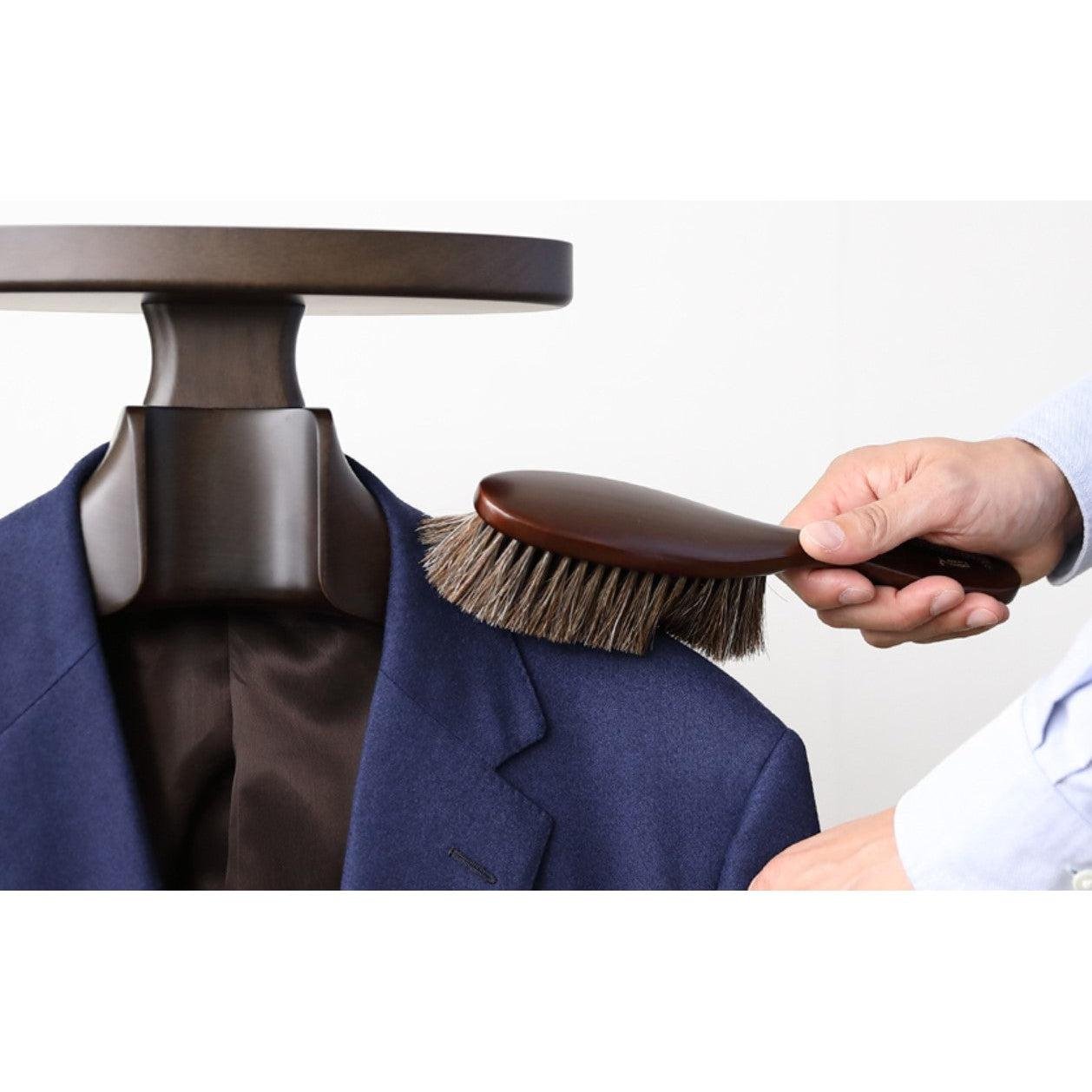 Premium Natural Bristle Clothes Brush with Beech Wood Handle - Gentle Fabric Care for Suits, Coats & Delicate Garments - Perfect for Wardrobe Maintenance & Travel