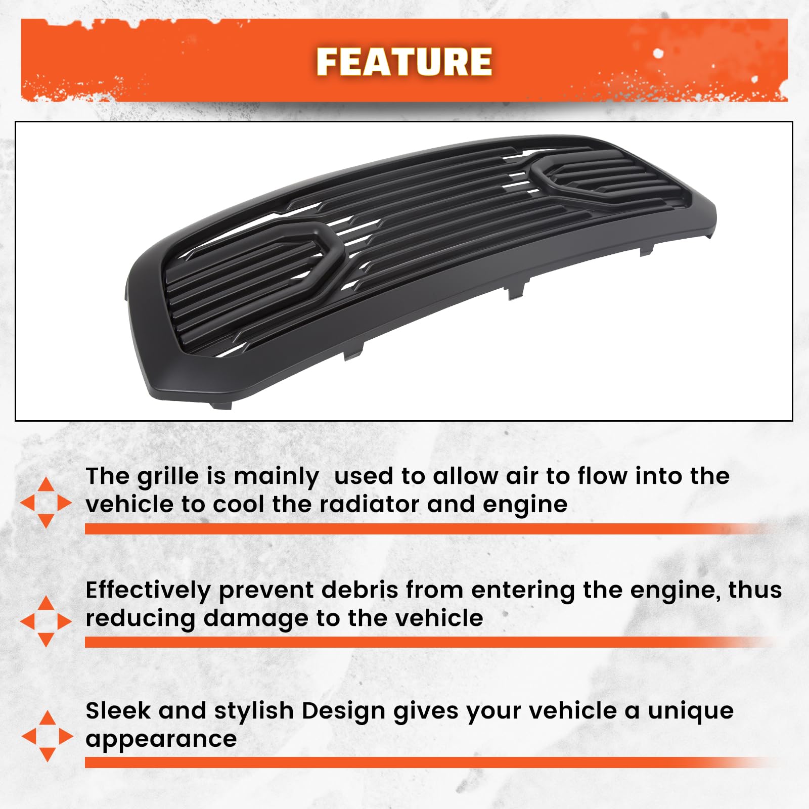 ECOTRIC Front Replacement Shell Grille Compatible With 2013-2018 Dodge RAM 1500 (Without Light) Black Big Horn Grill - Upgrade Your Truck's Style for Off-Roading & Daily Driving