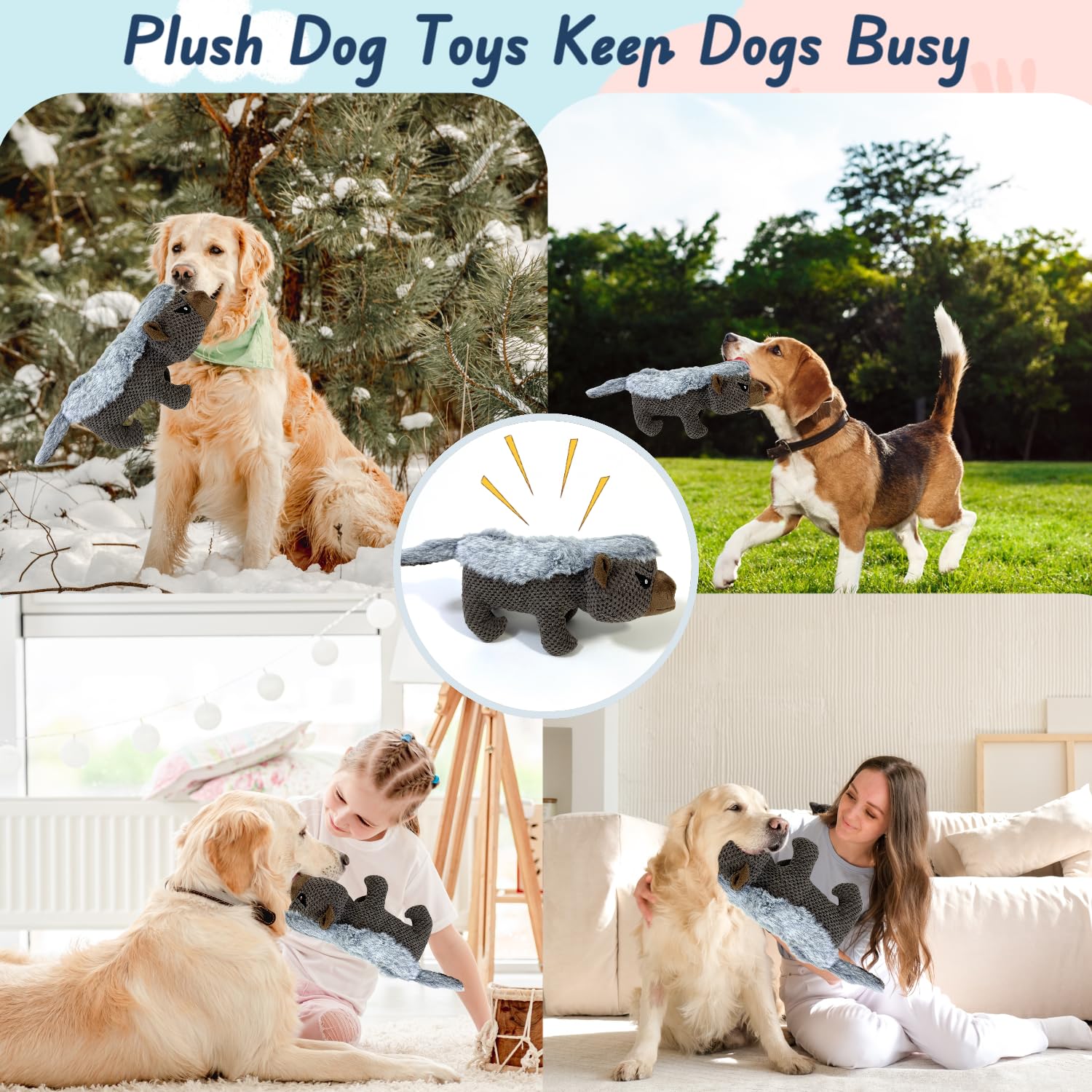 Durable Dog Toys for Aggressive Chewers - Squeaky Crinkle Plush Chew Toys for Small & Medium Dogs | Interactive Tug of War Toys for Teething Puppies & Tough Chewers | Perfect for Indoor Play, Outdoor Fetch & Keeping Dogs Entertained