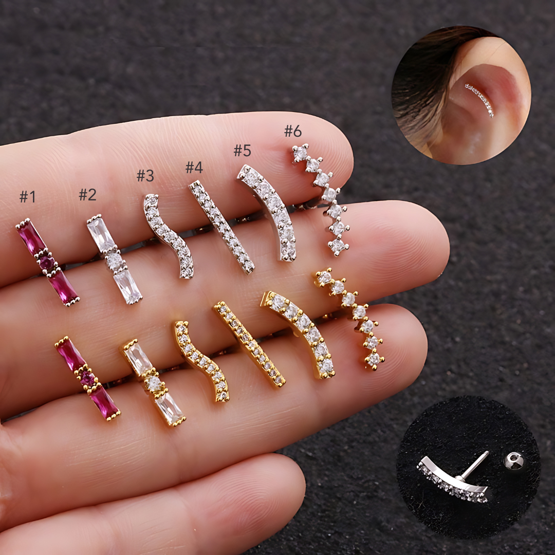 16G Curved Barbell Conch Stud Earring - Surgical Steel Upper Lobe Piercing Jewelry HSPJ1931 for Cartilage & Helix Piercings | Perfect for Everyday Wear & Special Occasions