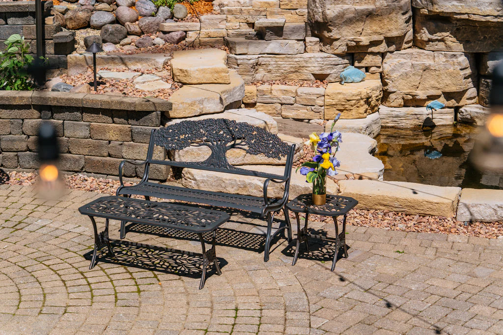 Outdoor Flora Coffee Table - Rustic Wooden Patio Furniture for Garden, Deck, and Backyard - Perfect for Relaxing & Entertaining