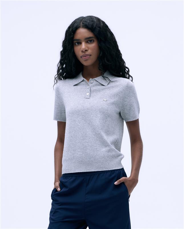 Men's Light Grey Melange Knit Short Sleeve Polo Shirt - Breathable Casual Top for Golf, Work & Summer Outings