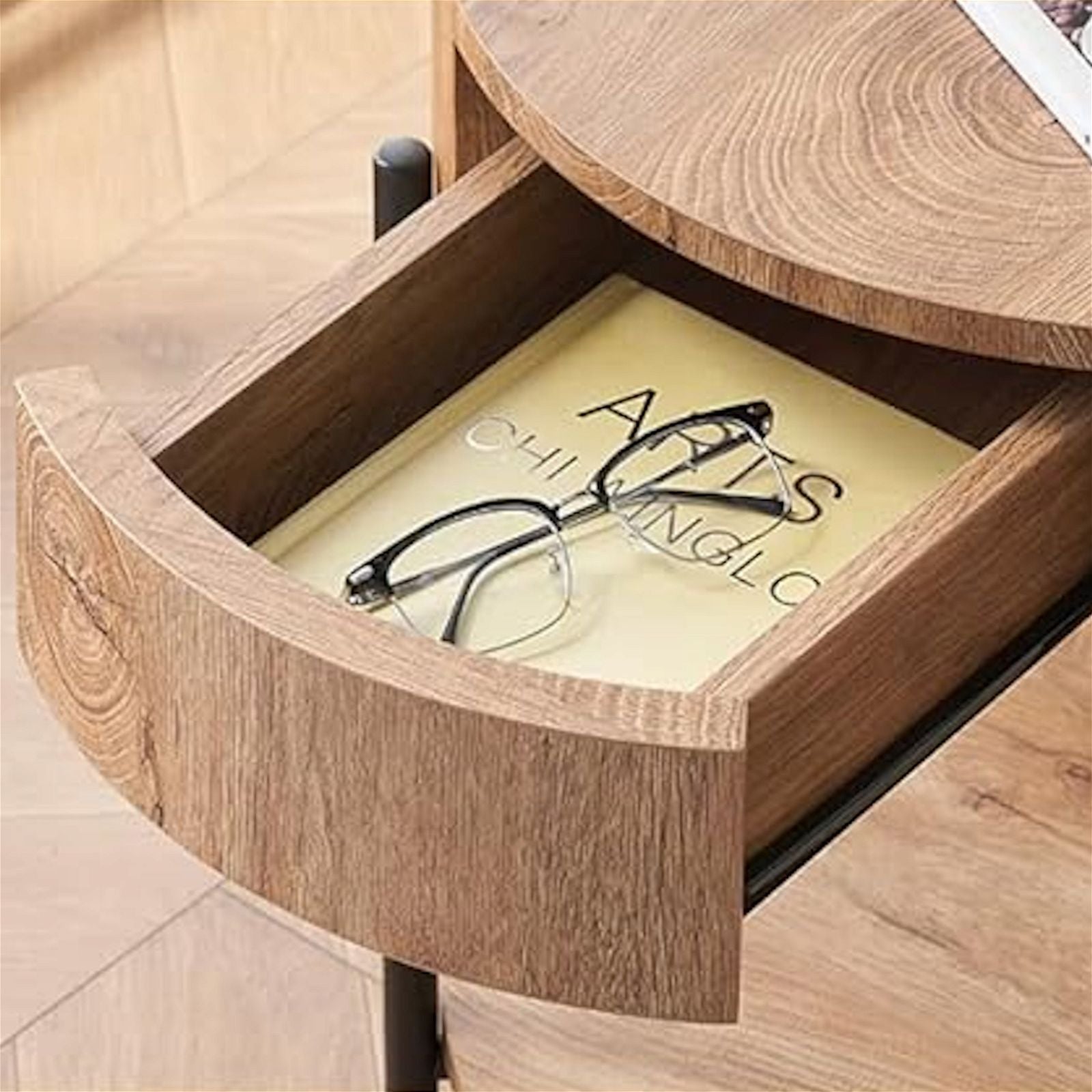 Woodstock American Oak Felled Round Side Table 460mm - Perfect for Living Room, Bedroom, or Outdoor Patio Furniture