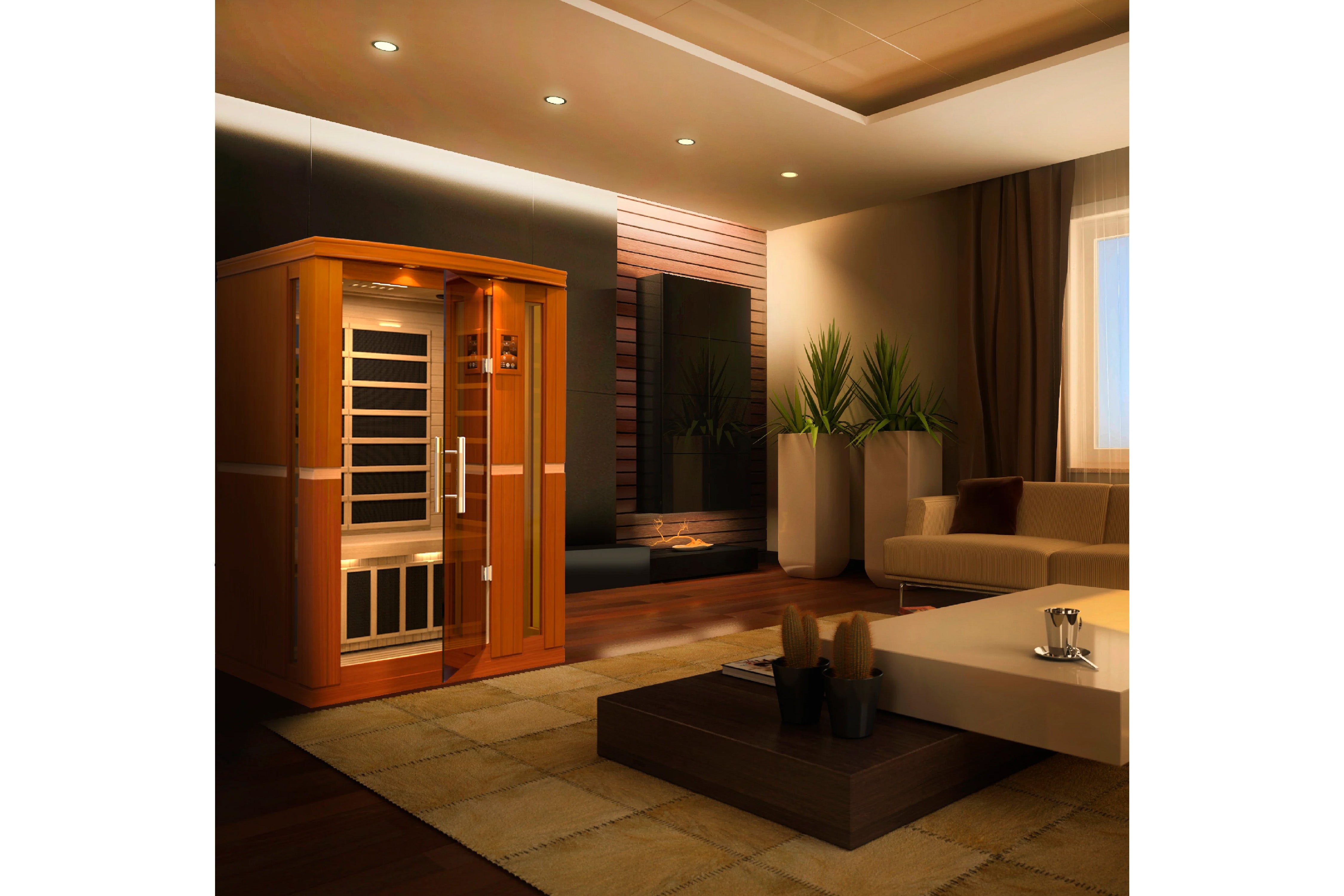 Golden Designs Vittoria 2-Person Low EMF FAR Infrared Sauna for Home Spa Relaxation & Detox Therapy