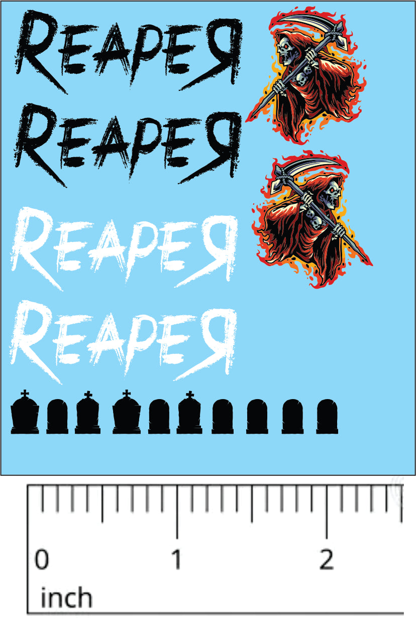 Reaper Gasser Style Water Slide Decal for Car, Motorcycle & Truck - Custom DIY Automotive Decoration Stickers for Windows, Body & Helmets