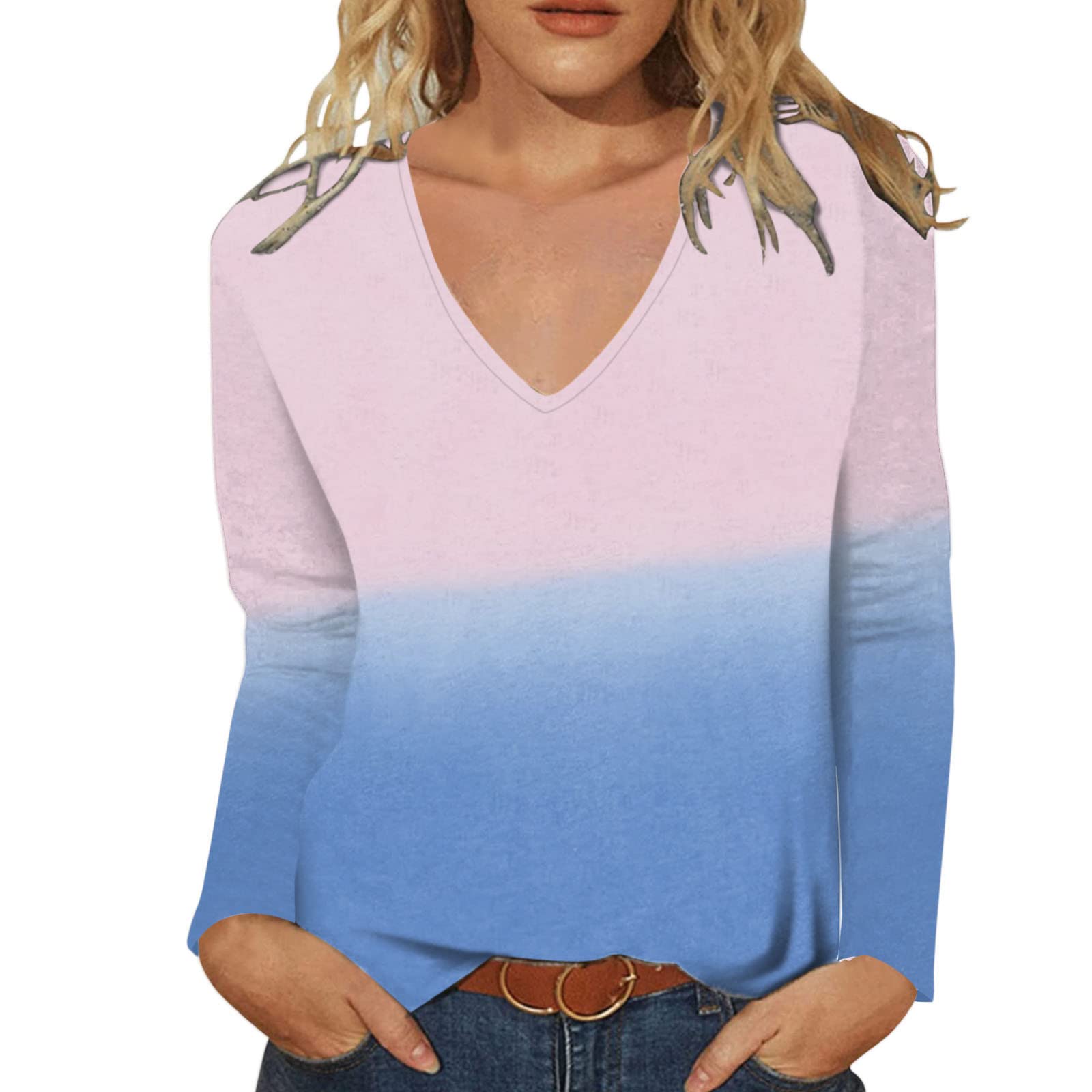 ONHUON Women's Long Sleeve Shirts - Sexy Fitted Blouse for Plus Size & Teen Girls | Trendy Slouchy Pullover Top for Casual Wear, Date Night & Office Outfits