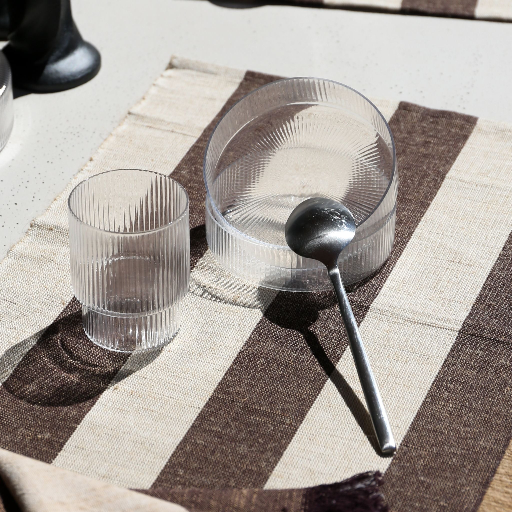 FERM LIVING Ripple Serving Bowls - Set of 4 Clear Glass Salad Bowls for Entertaining, Fruit Serving, and Home Decor - Perfect for Parties, Dining, and Kitchen Display