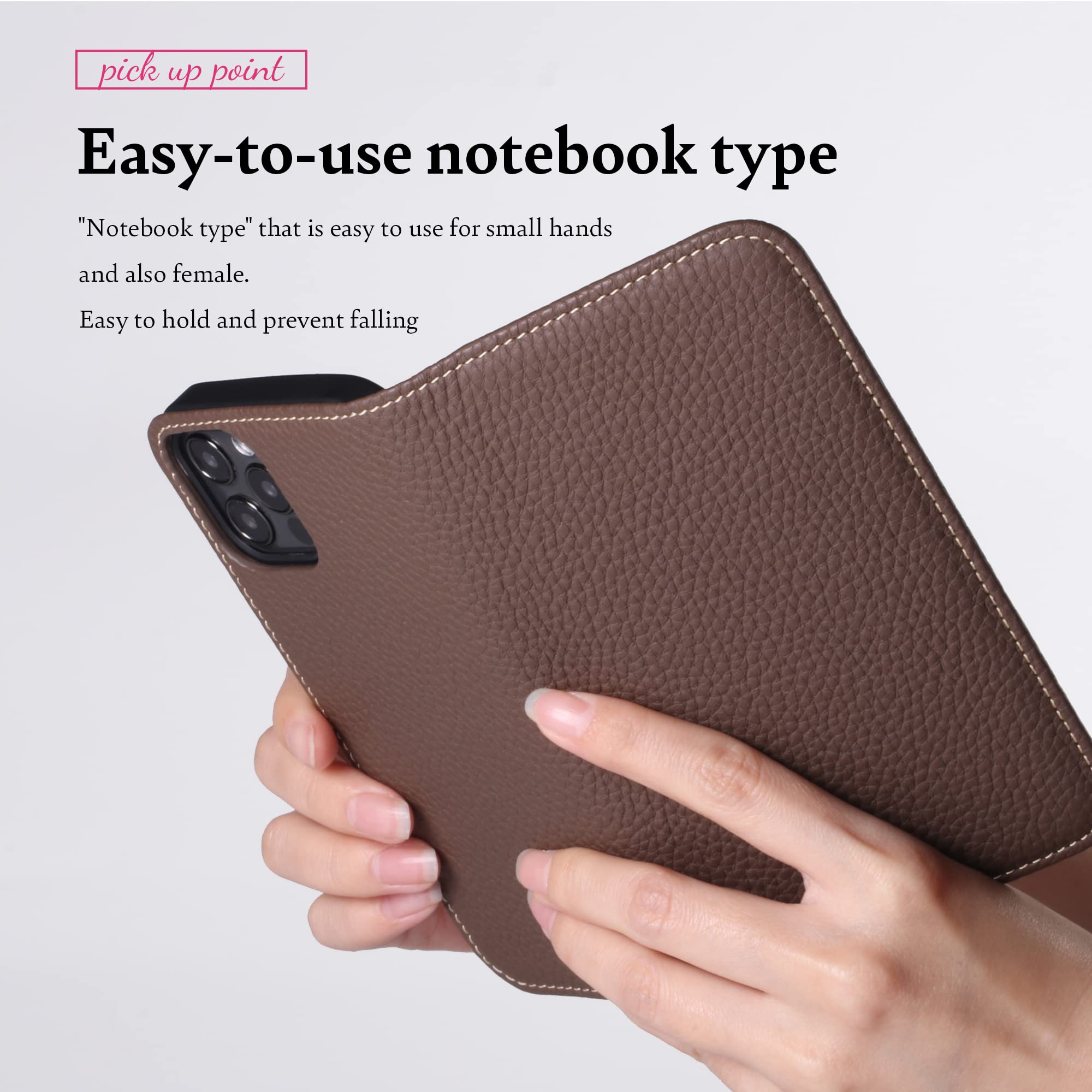 Genuine Calfskin Leather Wallet Case for iPhone 13 with Magsafe - Flip Cover with Card Holder Slots | Slim Protective Phone Case for Everyday Use & Travel