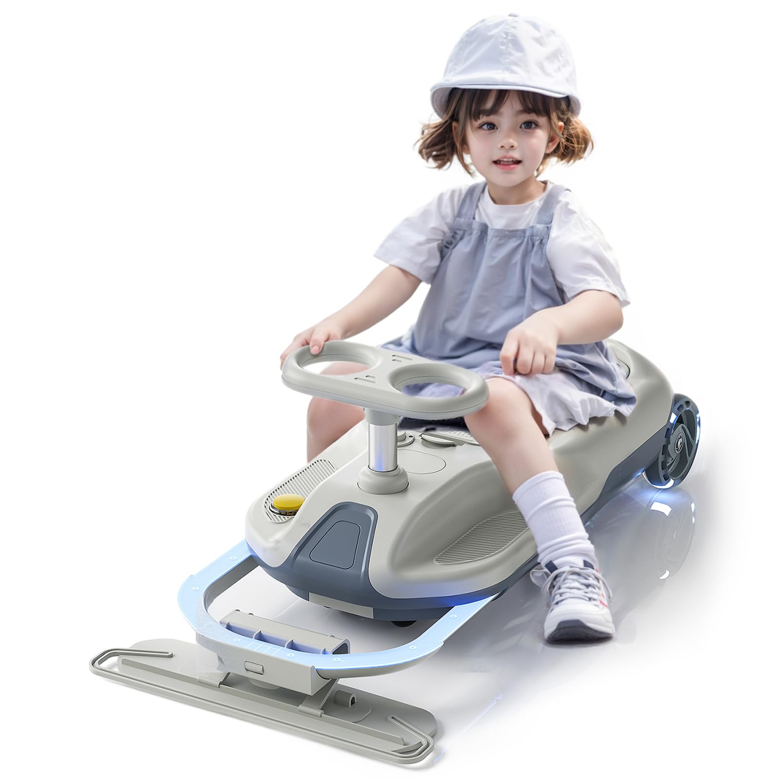 Upgraded 12V Electric Ride On Car for Kids Ages 3-8 - Kids Electric Go Kart with Cleaning Function, Wiggle Race Car with Metal Rod & Built-in Bearings for Precise Steering - Perfect for Indoor Playrooms, Backyard Racing & Learning to Drive