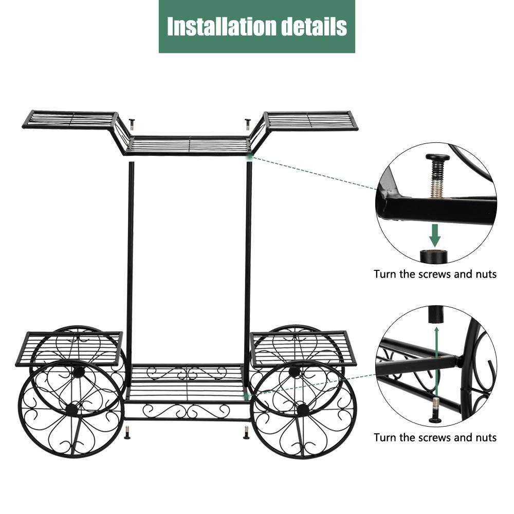 Garden Cart Stand - Car Shape 6-Tier Plant Display Rack for Indoor & Outdoor Use | Perfect for Home Decor, Garden, Patio, Balcony | Ideal for Organizing Flowers, Herbs, and Small Plants