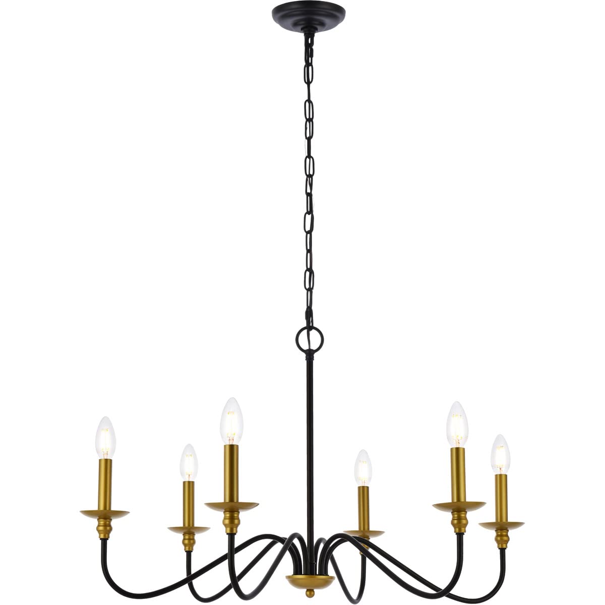 Elegant Rohan Collection 6-Light Chandelier - Modern Crystal Ceiling Light Fixture for Dining Room, Living Room & Bedroom - Perfect for Home Decor & Interior Design