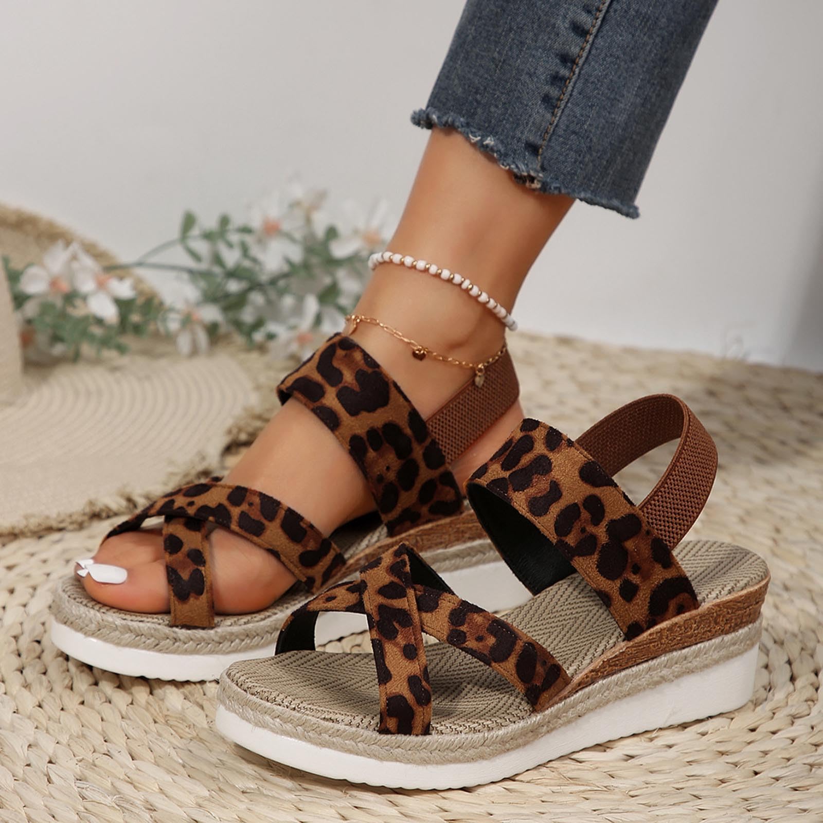 Oelaio Women's Summer Wedge Sandals - Roman Fish Mouth Dressy Sandals for Women, Size 36 in Brown | Comfortable & Stylish for Beach, Party & Casual Outings