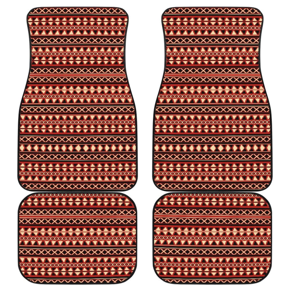 Premium Brown & Orange Aztec Pattern Car Floor Mats - All-Weather Protection for SUVs, Trucks & Sedans - Perfect for Road Trips & Daily Commutes