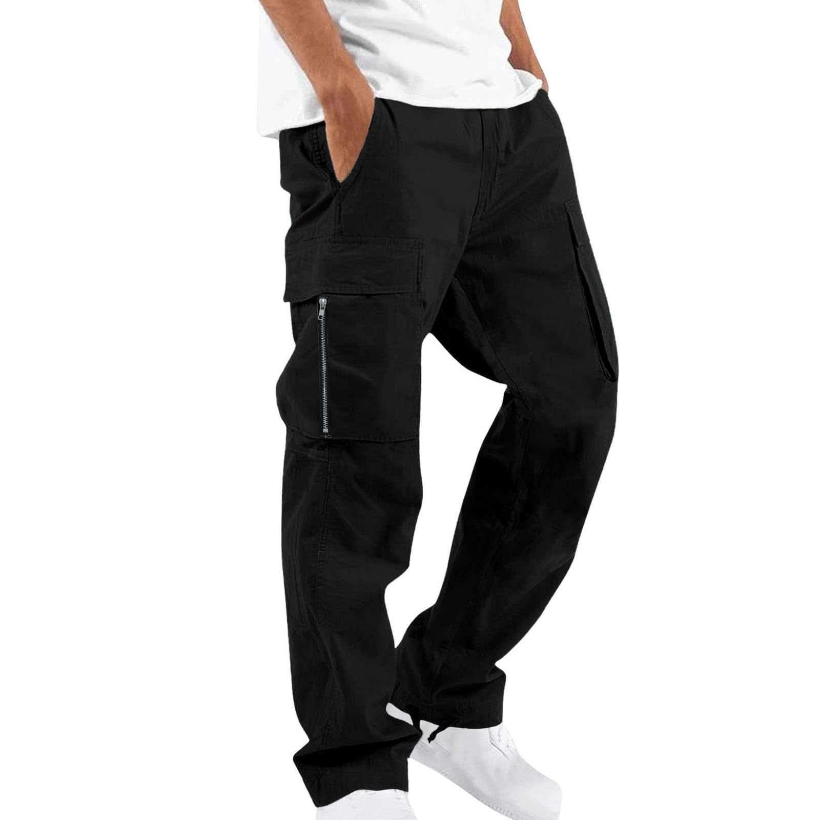 Men's Cargo Jogger Pants - Big & Tall Athletic Sweatpants with Pockets | Cotton Loose Fit Straight Leg Casual Pants for Workout, Hiking & Everyday Wear