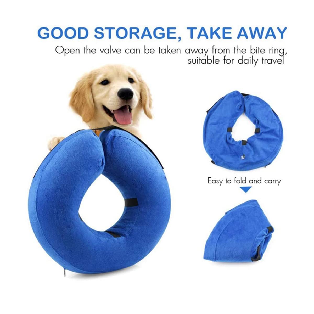**Soft Inflatable Dog Recovery Collar – Post-Surgery Protective Pet Cone for Dogs & Cats – Prevents Biting & Scratching – Large Size – Ideal for Wound Healing & Comfort After Vet Visits**