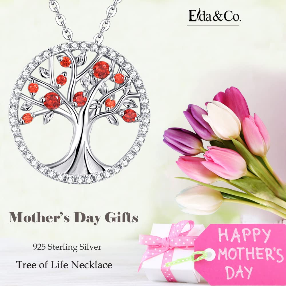 Tree of Life Necklace for Women - Sterling Silver Birthstone Jewelry with Simulated Diamonds & Emeralds - Perfect Birthday Gift for Wife, Mom, Sister - April & May Birthstones - Ideal for Weddings, Anniversaries & Spiritual Healing