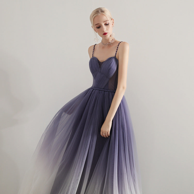 Elegant Gradient Purple Spaghetti Strap Prom Dress - A-Line Tulle Evening Gown for Formal Events | Perfect for Homecoming, Prom Night & Special Occasions