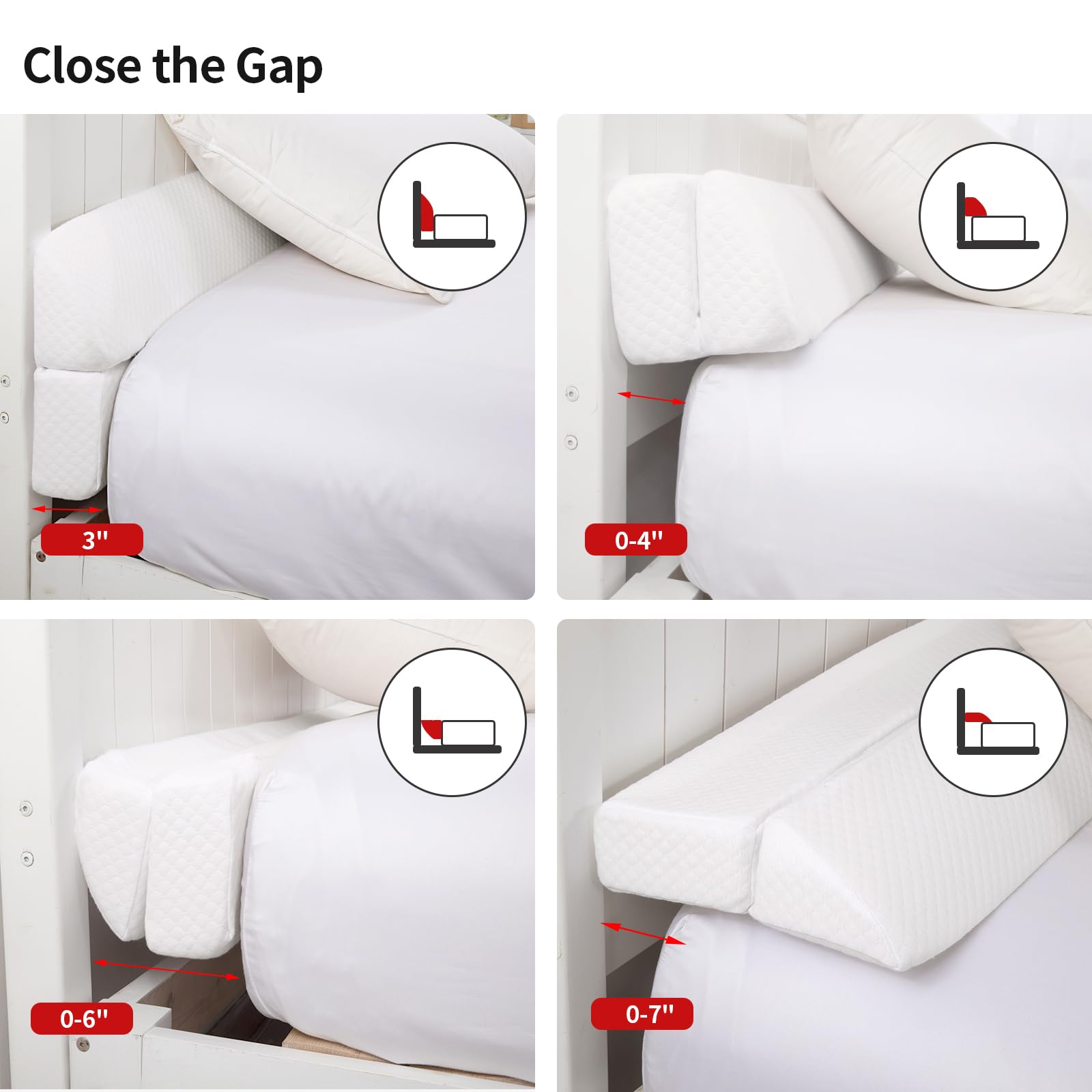 MABOZOO Headboard Gap Pillow - White Bed Wedge Filler, Foldable for Mattress - Home & Bedroom Comfort
