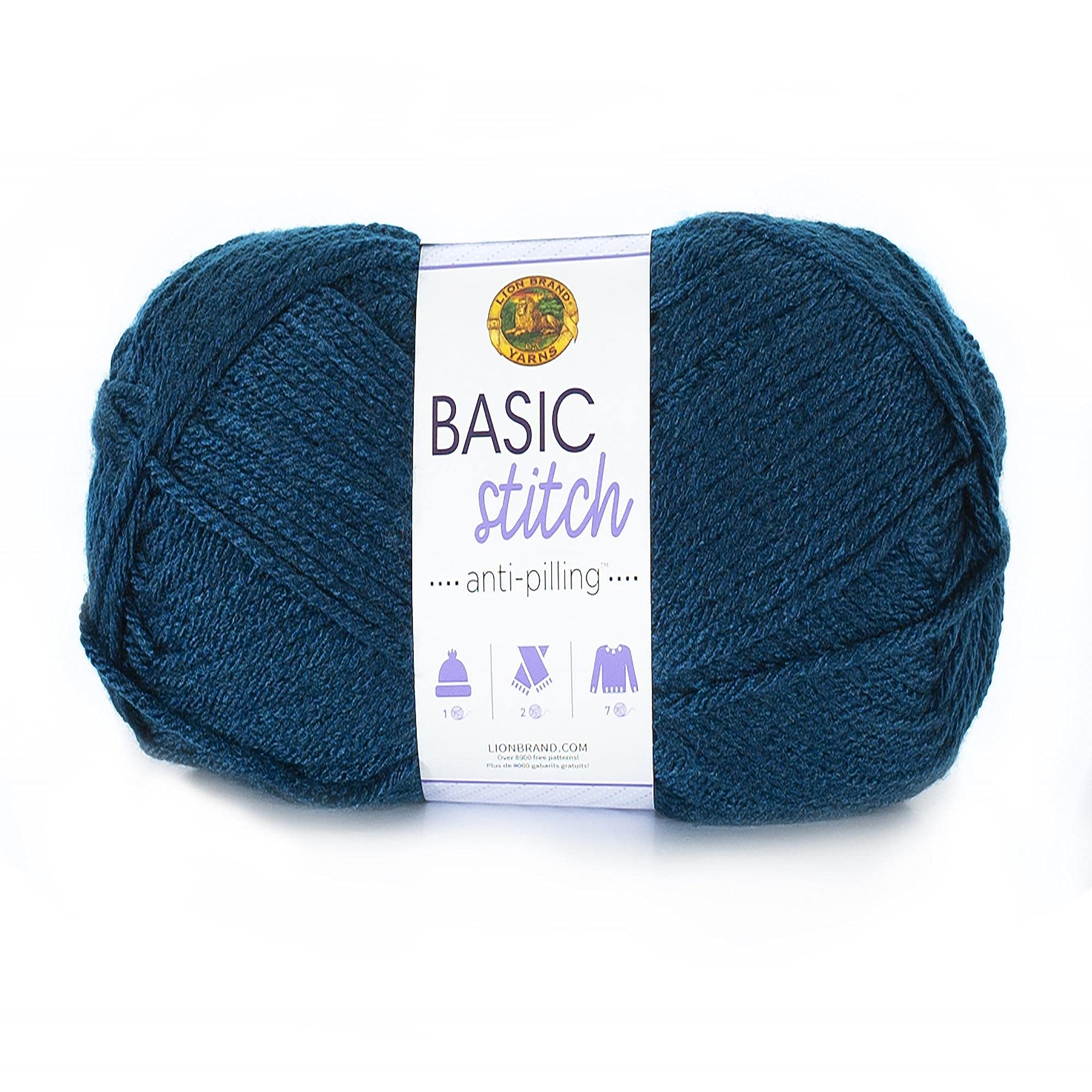 Lion Brand Yarn Basic Stitch Anti-Pilling Knitting & Crochet Yarn - 1 Pack Steel Blue - Perfect for Scarves, Blankets & DIY Crafts
