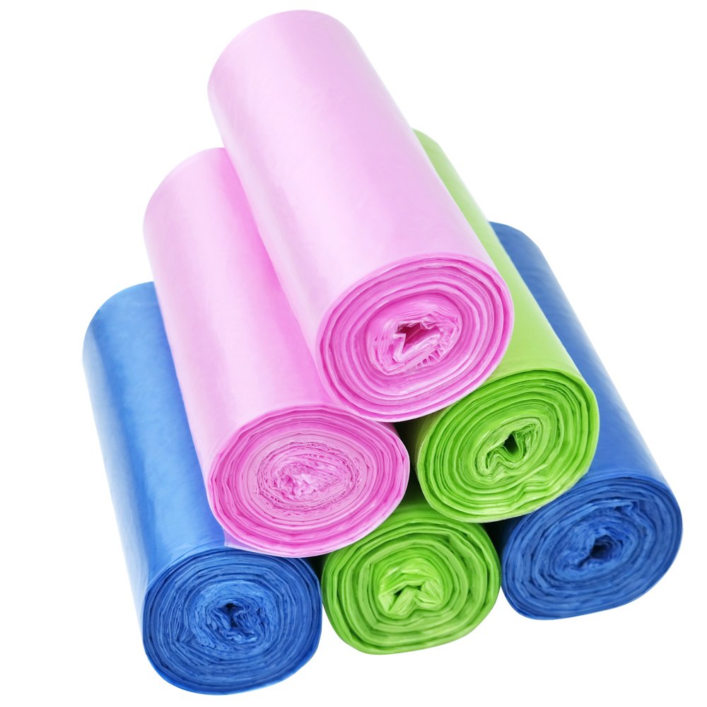 2.6 Gallon Colored Trash Bags - 120 Count (6 Rolls) | Small Wastebasket Liners for Bathroom, Office & Bedroom Garbage Cans