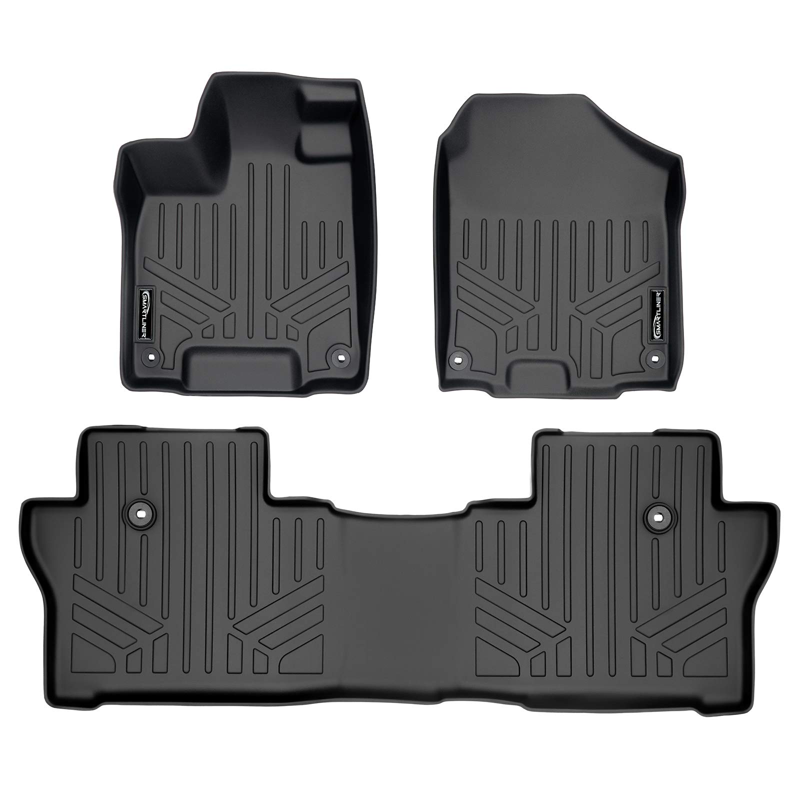 Premium SMARTLINER Custom Fit All-Weather Floor Mats - 2 Row Liner Set in Black for 2019-2025 Honda Passport | Durable Protection for Mud, Snow & Spills | Perfect for Family Road Trips & Outdoor Adventures