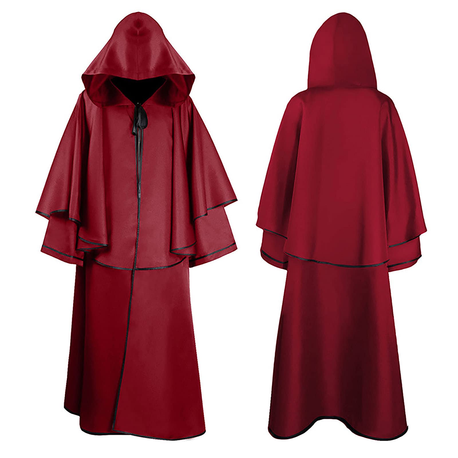 PVC Gothic Hooded Cloak for Women & Men - Medieval Knight Cosplay Costume Cape | Perfect for Halloween, Masquerade Balls, LARP, and Renaissance Fairs