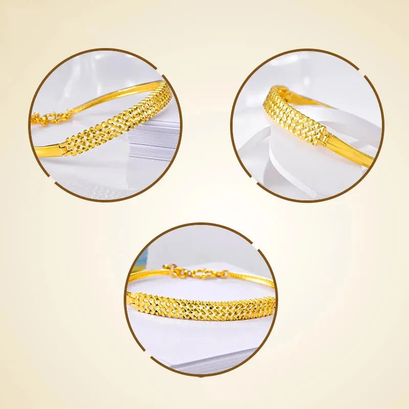 24K Pure Gold Bracelet for Women - 999 Solid Real Gold Bangle, Elegant & Romantic Classic Jewelry Gift for Anniversary, Valentine's Day, Birthday | Trendy & Timeless Design 2023