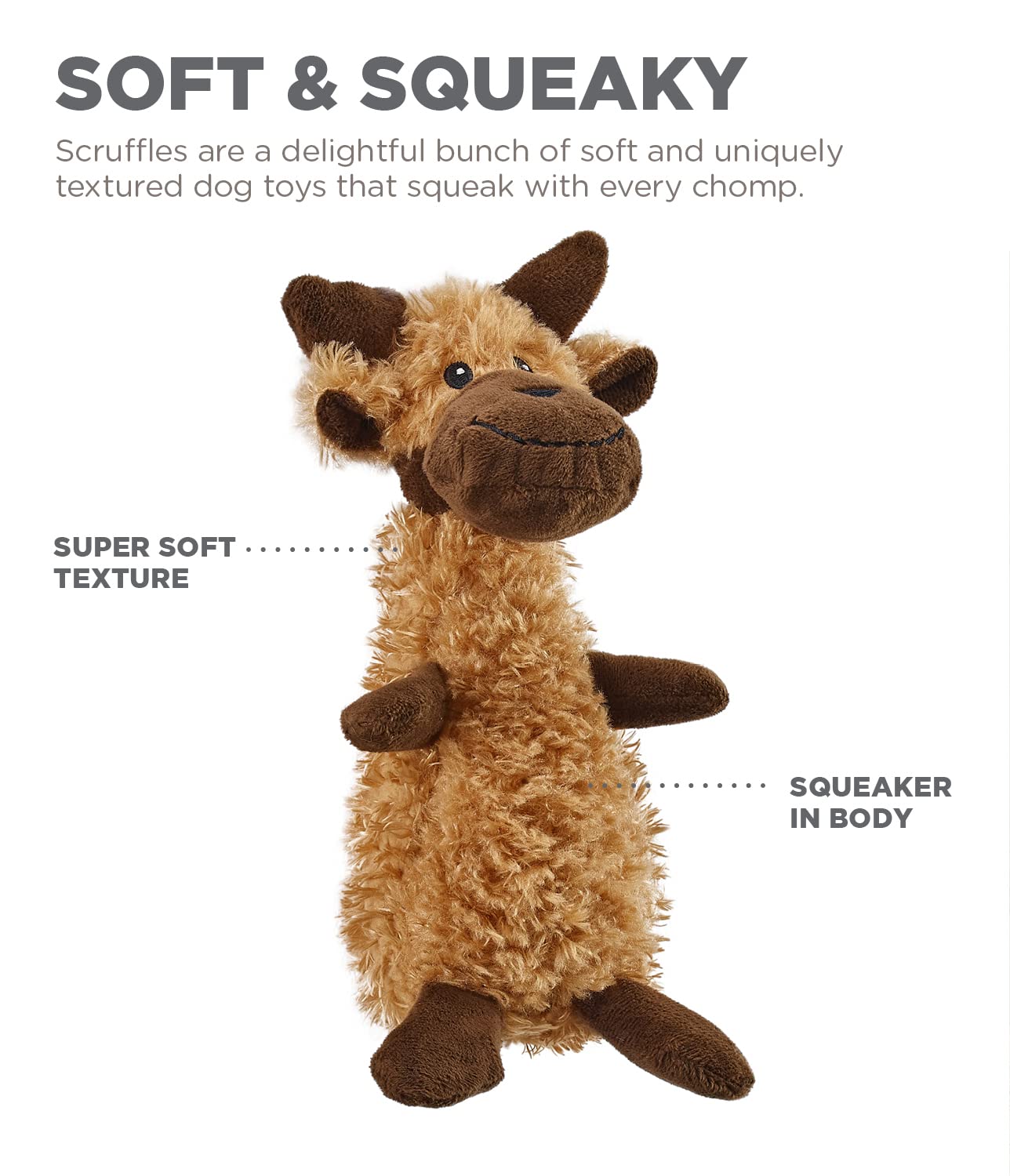 Outward Hound Scruffles Moose Plush Squeaky Dog Toy for Large Dogs - Durable Chew Toy for Aggressive Chewers, Interactive Play & Training - Perfect for Indoor & Outdoor Fun