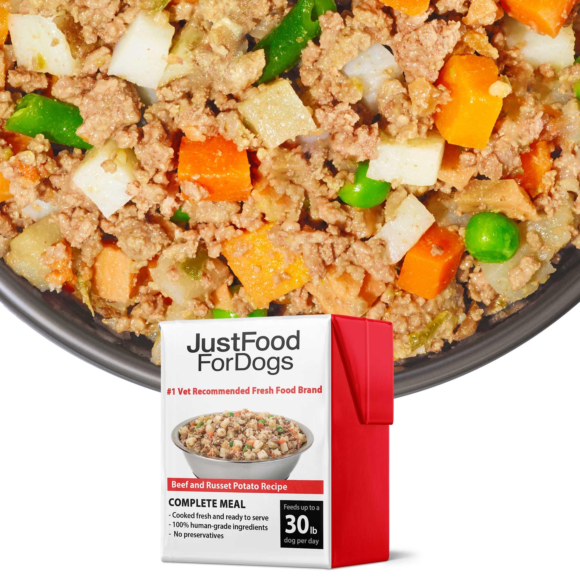 JustFoodForDogs Pantry Fresh Wet Dog Food - Human-Grade Beef & Russet Potato Recipe, Complete Meal or Food Topper for Dogs, 12.5 oz (Pack of 6) - Perfect for Picky Eaters & Senior Dogs with Sensitive Stomachs