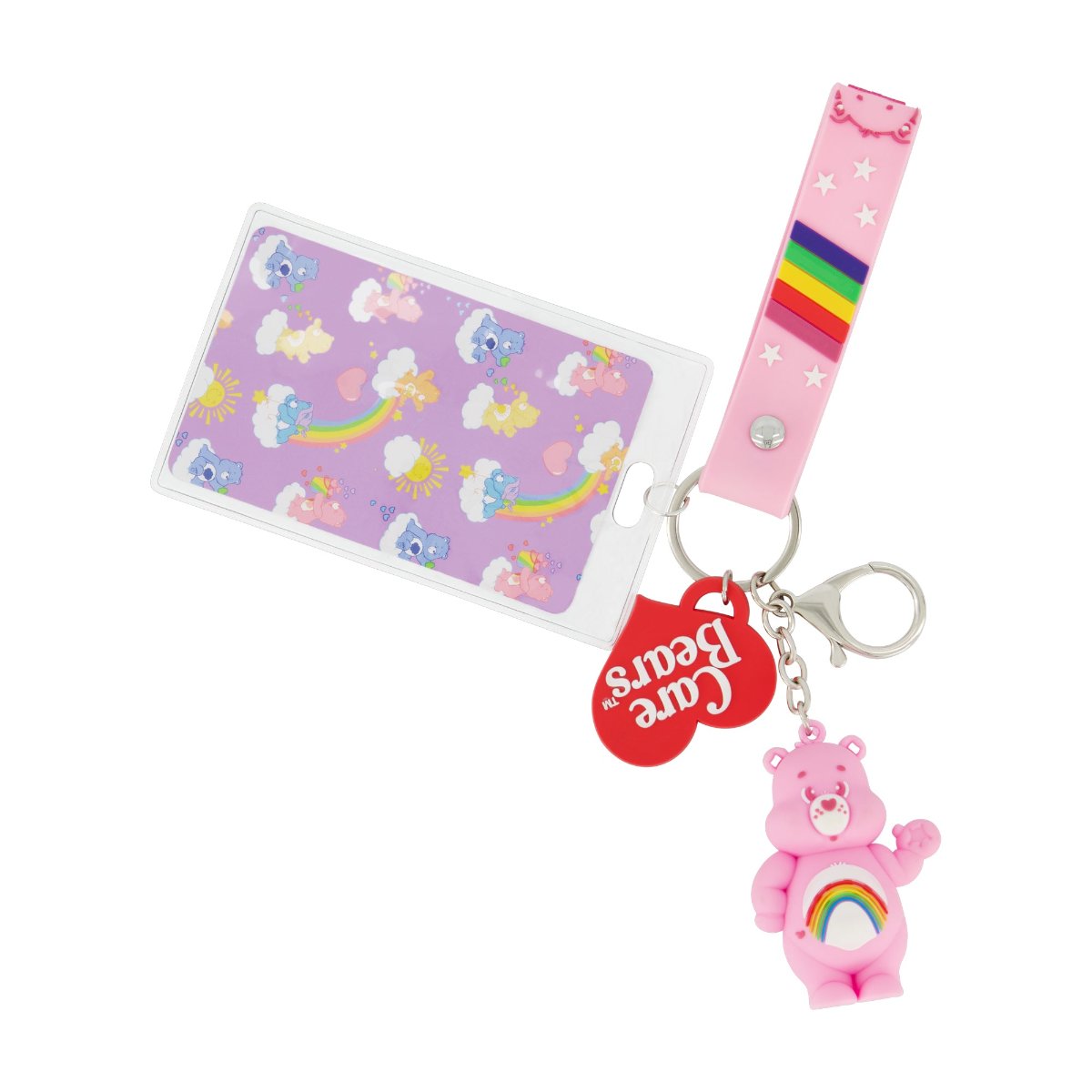 Care Bears Charm Lanyard Keychain & Card Holder Set - Cute ID Badge Holder for School, Work, Events & Conventions
