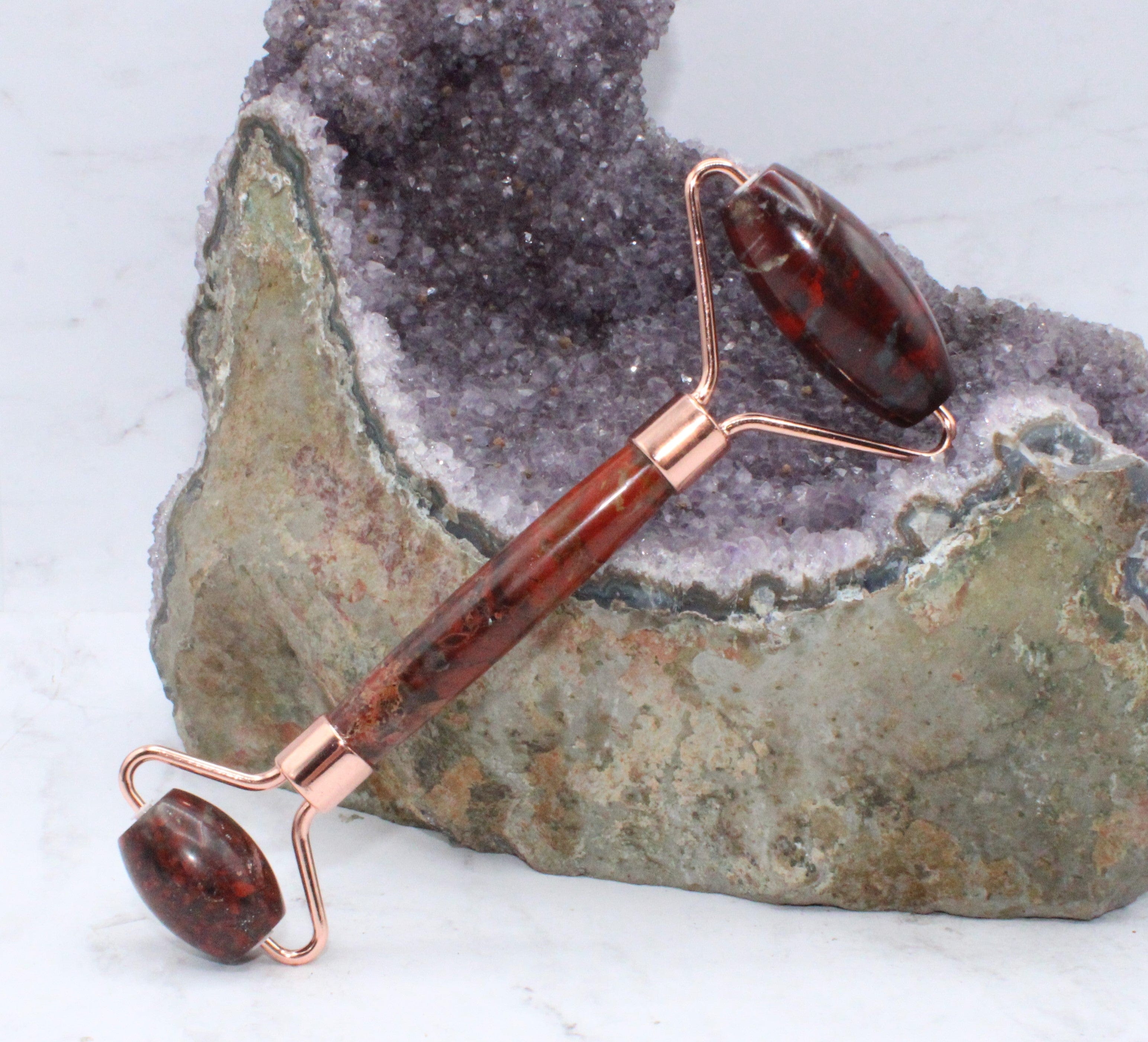 Brecciated Jasper Massage Roller for Relaxation & Pain Relief - Natural Stone Therapy Tool for Muscle Recovery & Stress Relief - Perfect for Home Spa, Yoga, and Self-Care Routines