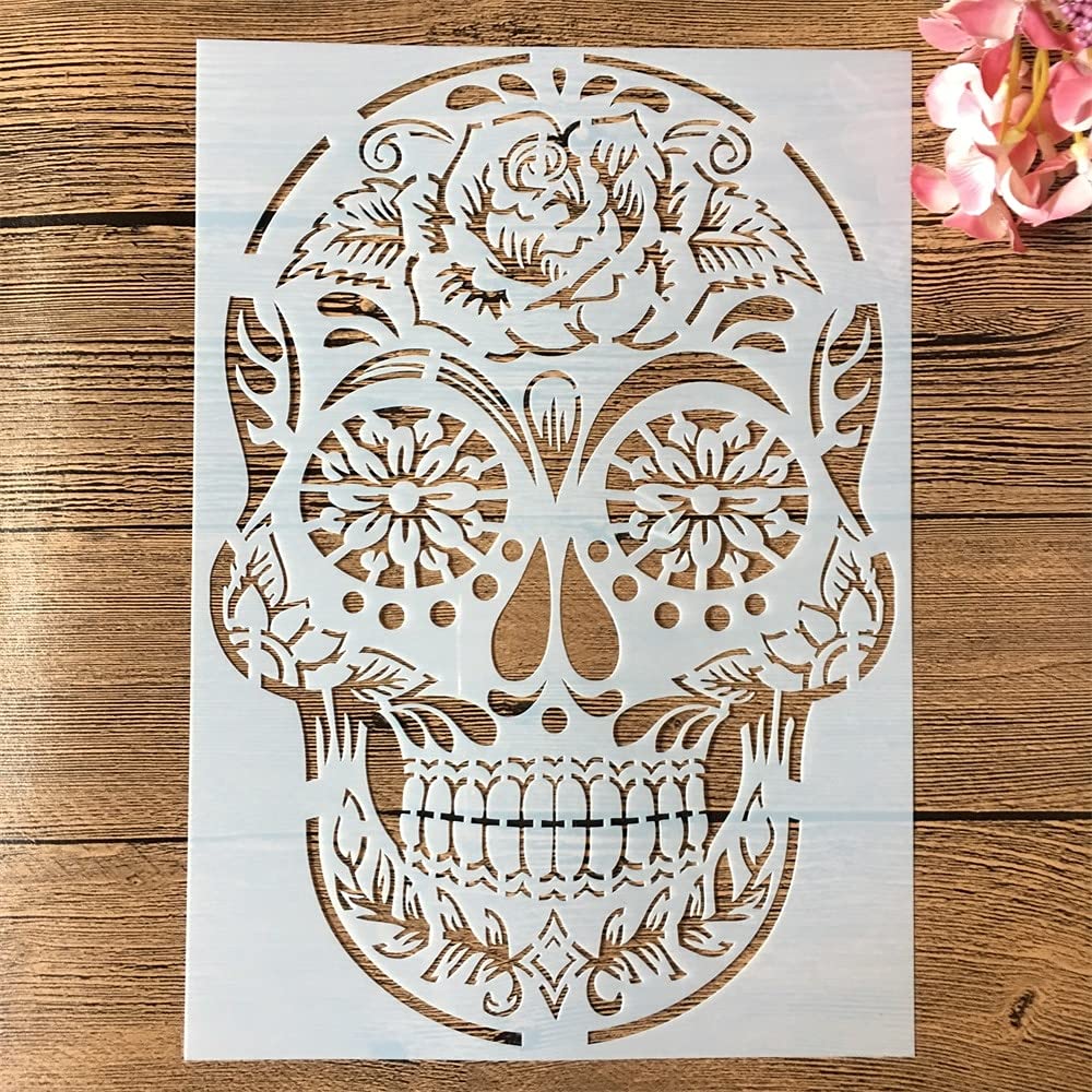 29cm A4 Mandala Skull Smiley Reusable Stencil for DIY Painting, Crafts & Home Decor | Art Templates for Wall Painting, Canvas Art & Creative Projects