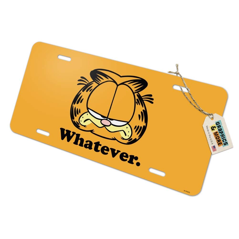 Funny Garfield Whatever Face Novelty Metal Vanity License Plate - Perfect for Car, Truck, Motorcycle & Room Decor
