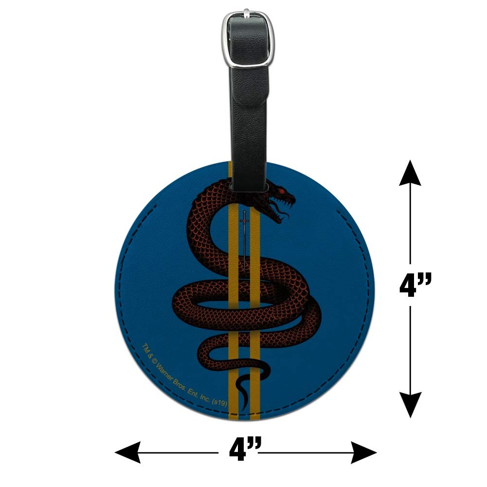 Harry Potter Basilisk Round Leather Luggage Tag - Vintage Style Suitcase ID Tag for Travel Bags, Backpacks & Carry-Ons - Perfect for Harry Potter Fans & Travel Enthusiasts