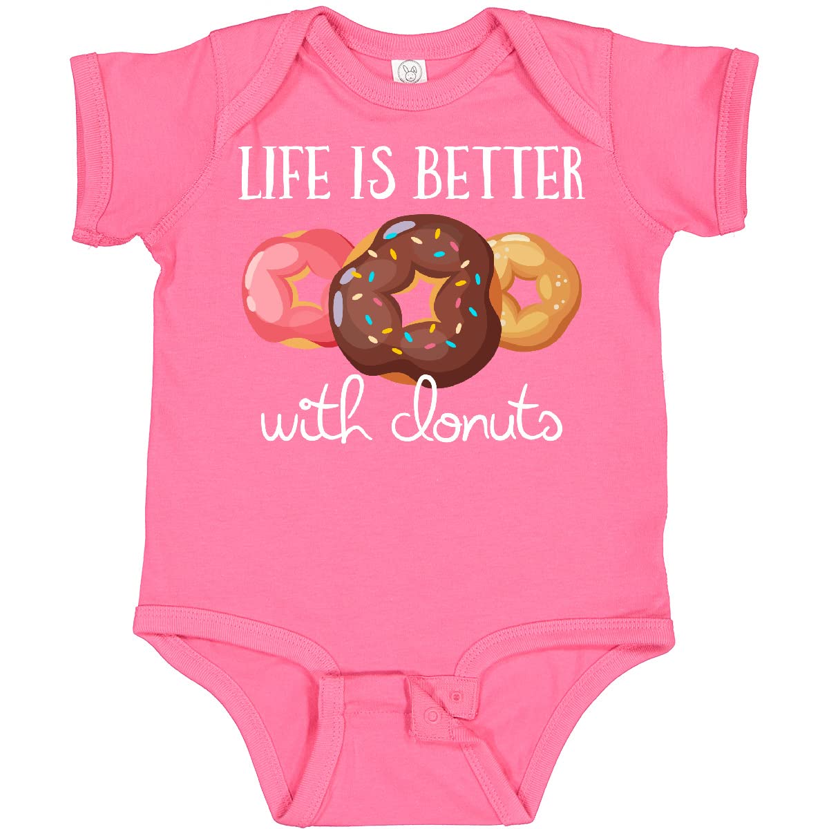 Inktastic Life Is Better with Donuts Baby Bodysuit - Cute Donut-Themed Onesie for Infants & Toddlers - Perfect for Birthday Parties, Photo Shoots & Everyday Wear