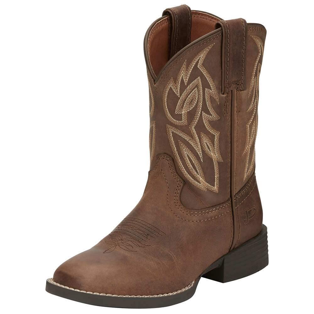 Justin Boots Youth Bowline Junior Whiskey Brown Kids Cowboy Boots - Durable & Stylish Western Boots for Boys & Girls - Perfect for Rodeo, Horseback Riding & Country Fashion