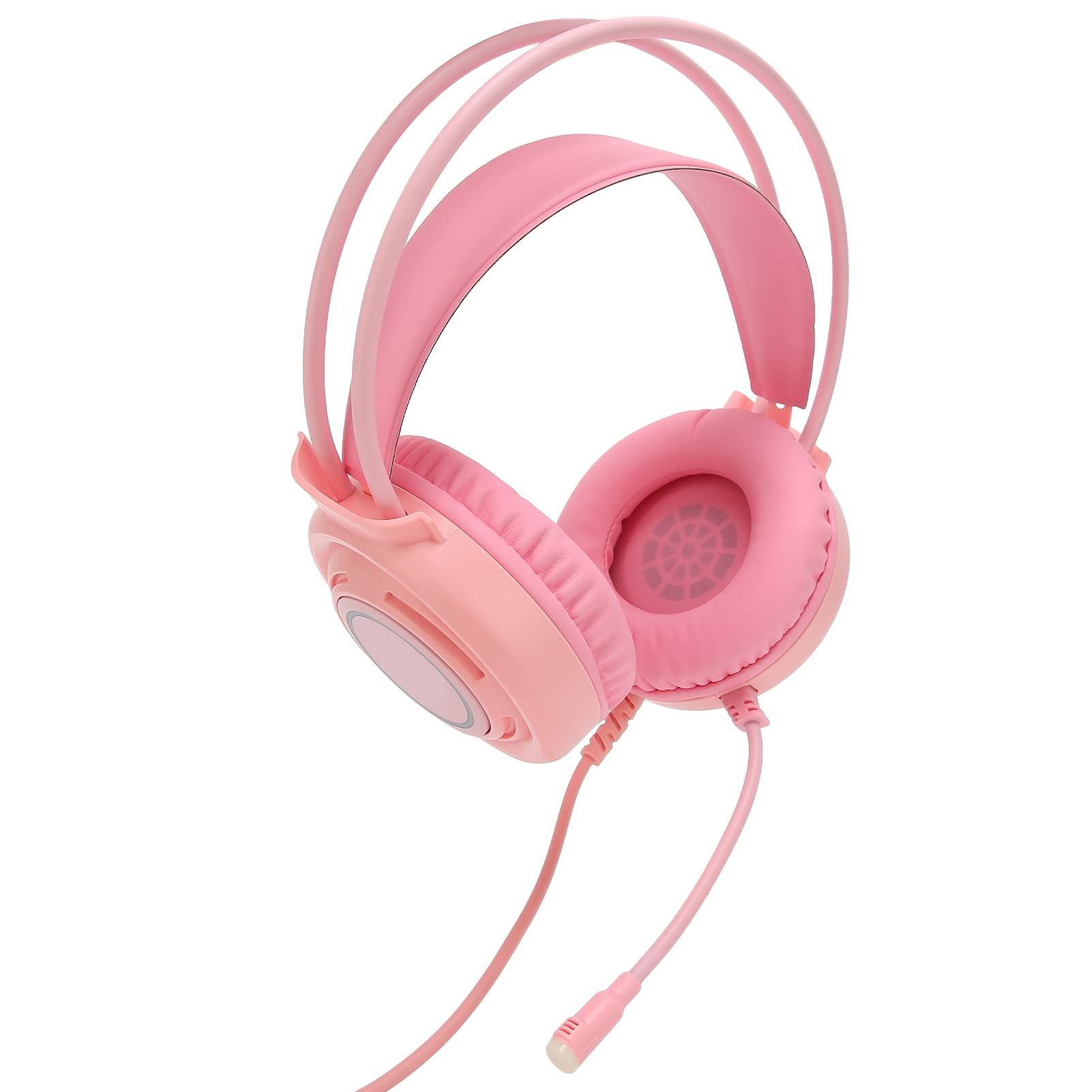 Gaeirt USB Gaming Headset with Smart Noise Cancelling - Pink Skin-Friendly Sponge Ear Cushions for PS4, PS5, Xbox - Perfect for Online Gaming, Streaming & Conference Calls