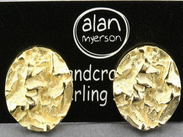 22K Gold Over Silver Elephant Skin Disc Stud Earrings - Boho Chic Jewelry for Women, Perfect for Parties & Everyday Wear