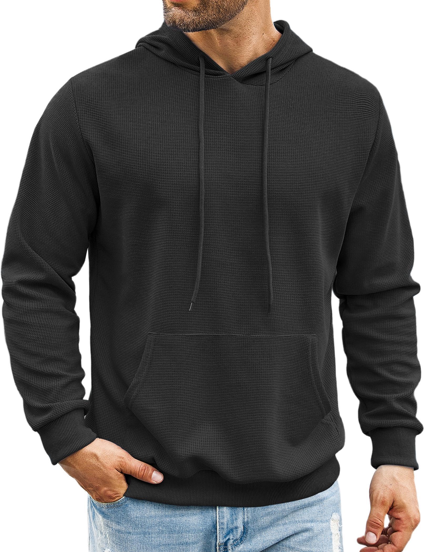 COOFANDY Men's Long Sleeve Hooded Sweatshirt - Waffle Knit Pullover Hoodie with Pocket | Casual Streetwear for Fall & Winter | Perfect for Outdoor Activities, Gym, and Daily Wear