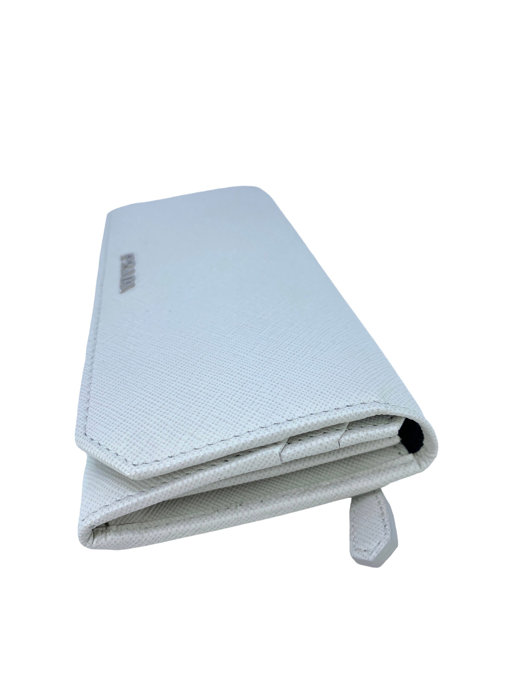 Prada Saffiano Leather Flap Wallet for Women - Luxury White Leather Wallet with Credit Card Slots & Zip Pocket - Perfect for Everyday Use & Gift Giving