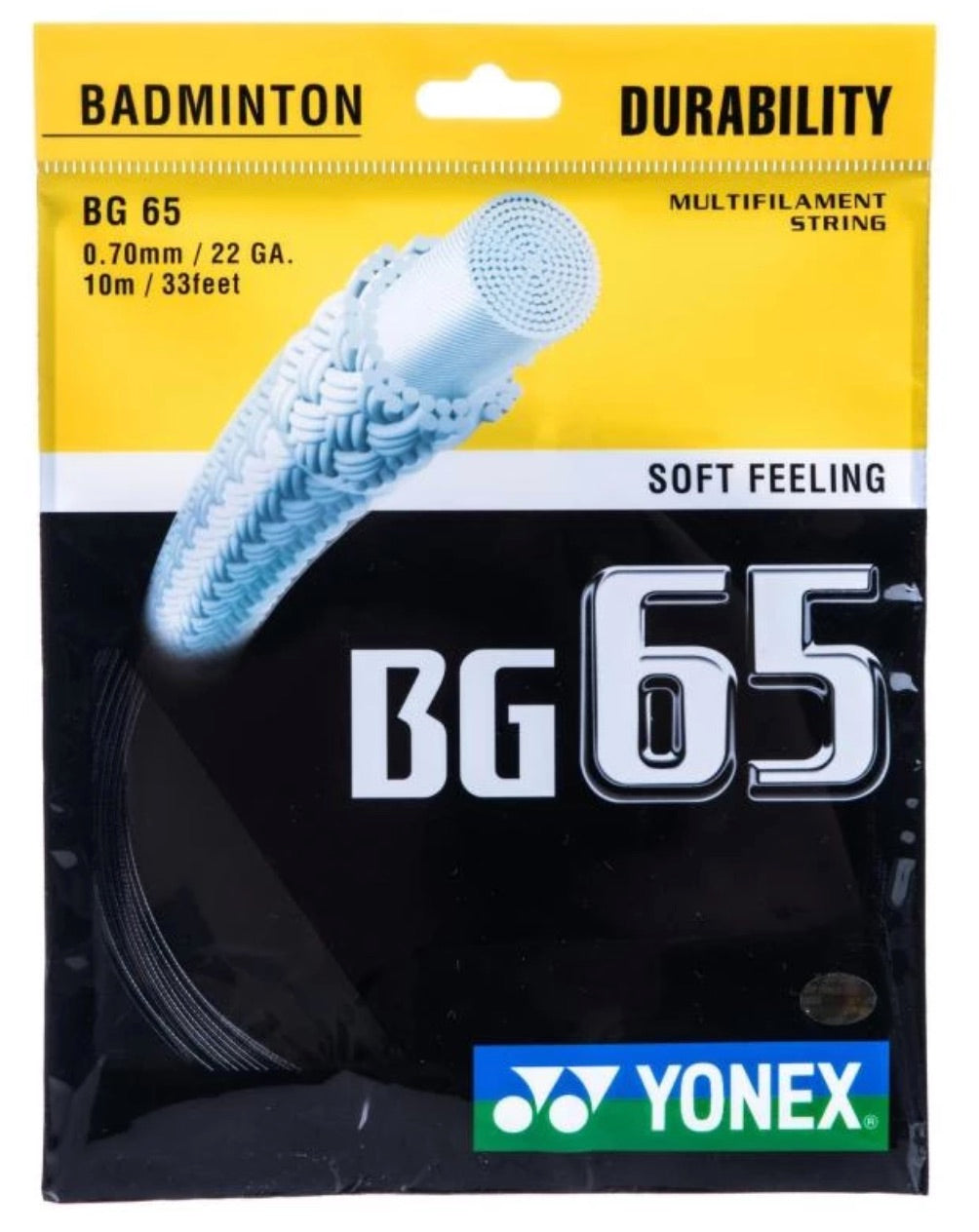 Yonex BG65 Badminton String - High Performance Synthetic Gut for Durability & Control | Perfect for Tournaments & Recreational Play