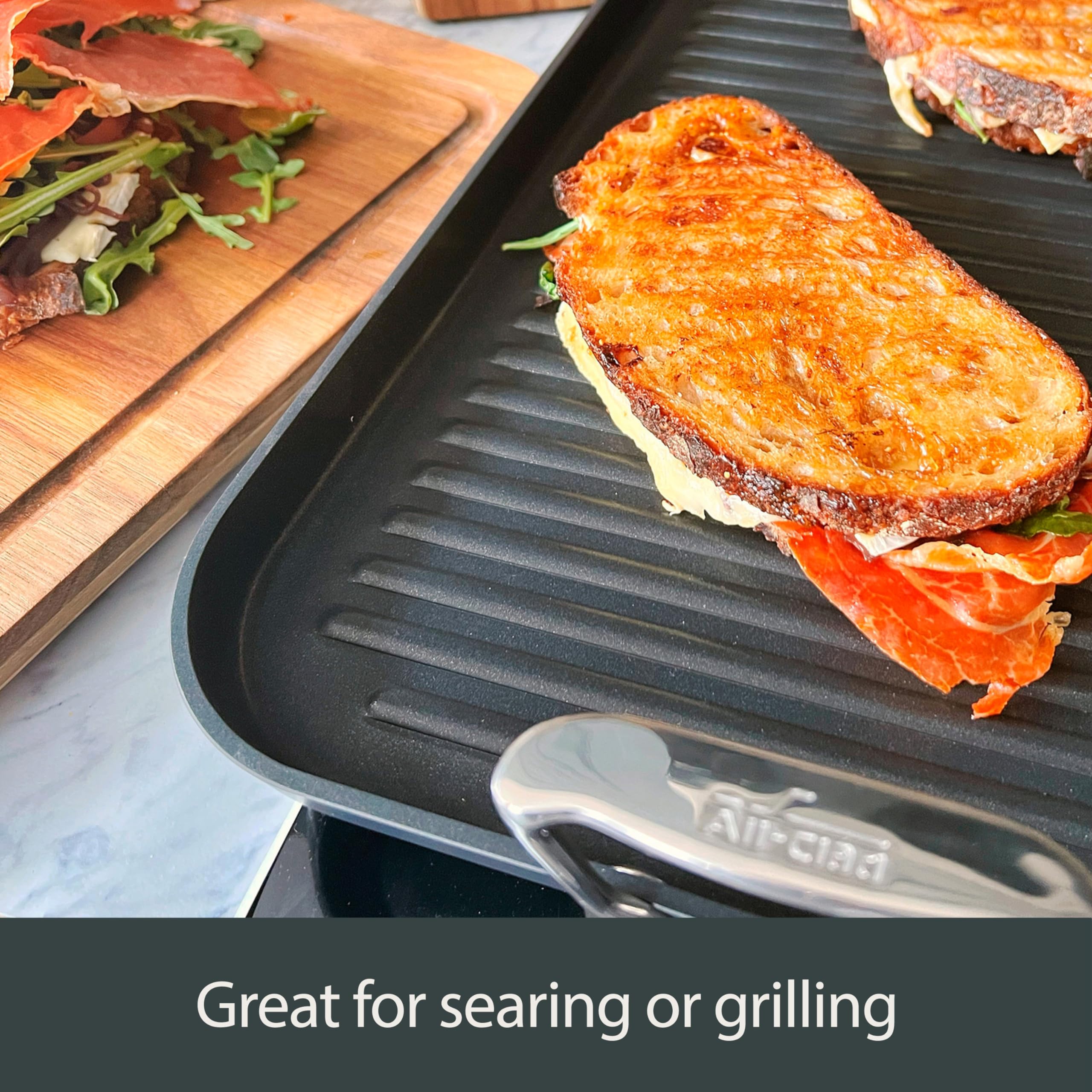 All-Clad HA1 Hard Anodized Nonstick Grill & Griddle Pan 13x20 Inch - Oven & Broiler Safe up to 500°F - Professional Cookware Set for Grilling, Searing & Baking - Perfect for Indoor/Outdoor Cooking, BBQ & Camping