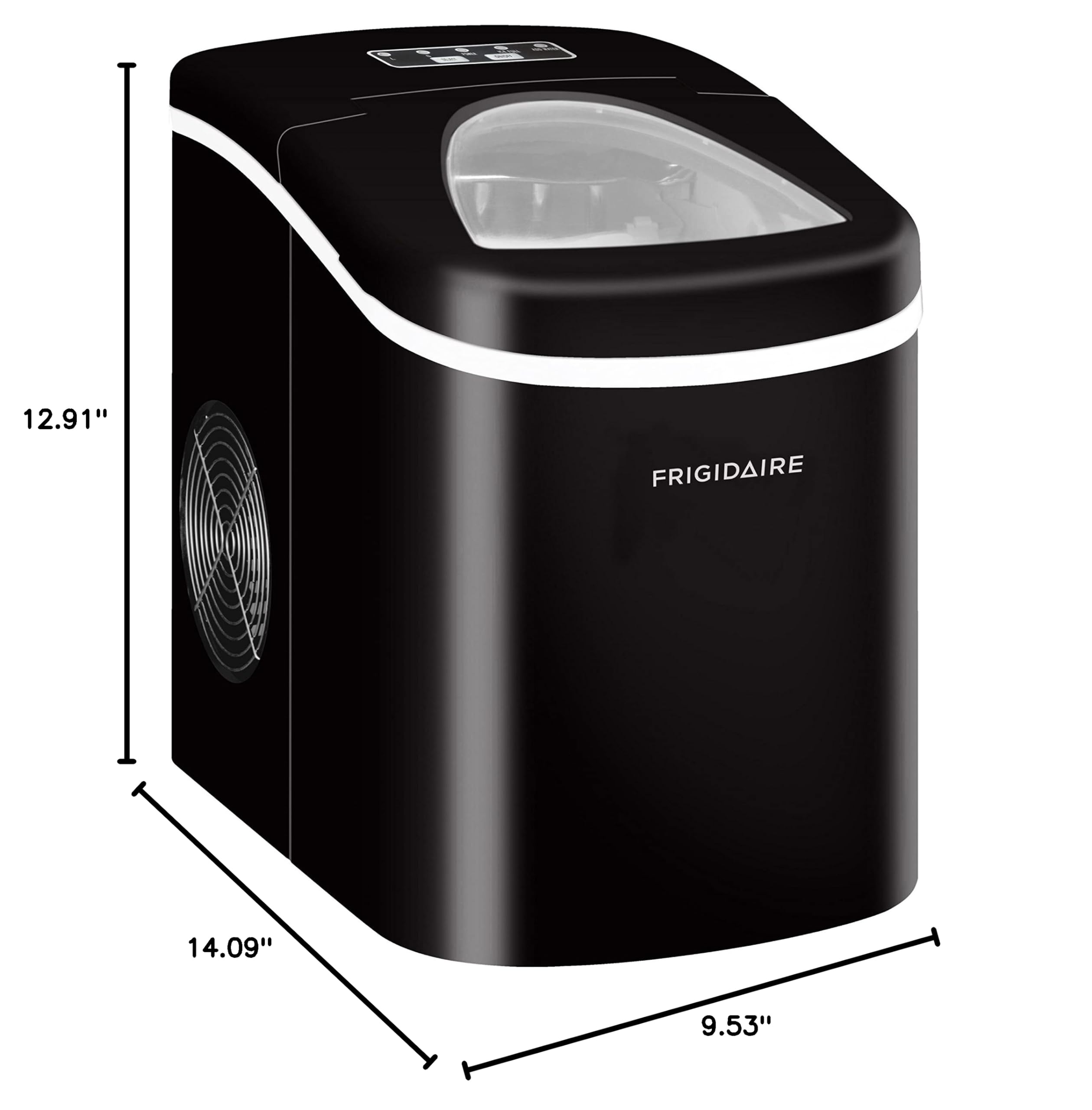 Frigidaire 26 Lbs Portable Compact Ice Maker Machine - Countertop Ice Maker for Home, Office, RV & Parties - Fast Ice Production in Black or White (Medium Size)
