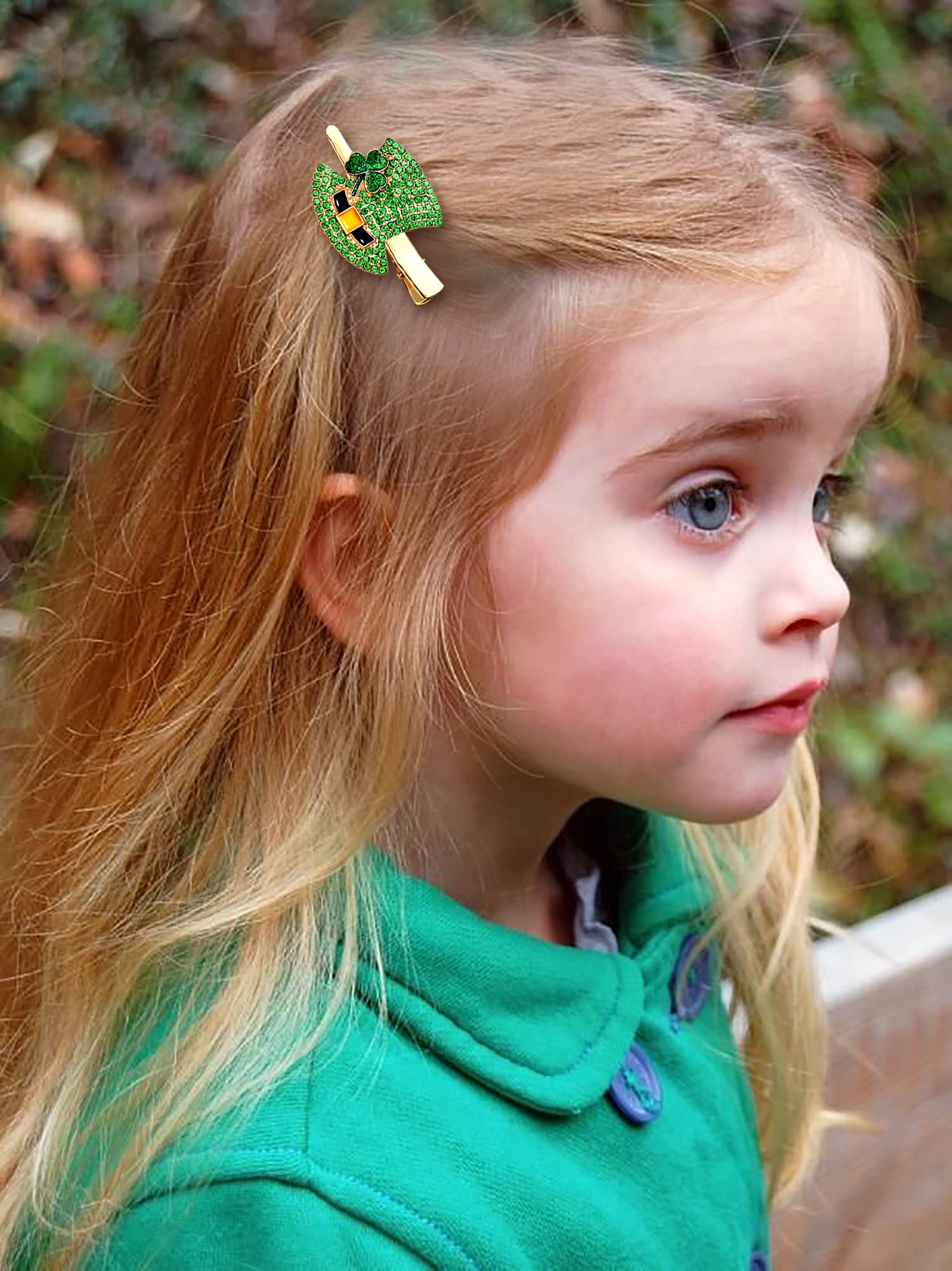 **St. Patrick's Day Hair Clips for Women & Girls – Rhinestone Shamrock Hair Accessories, Green Irish Lucky Clove & Leprechaun Top Hat Charms – Perfect for St. Patrick's Day Parties, Costumes & Festive Celebrations**