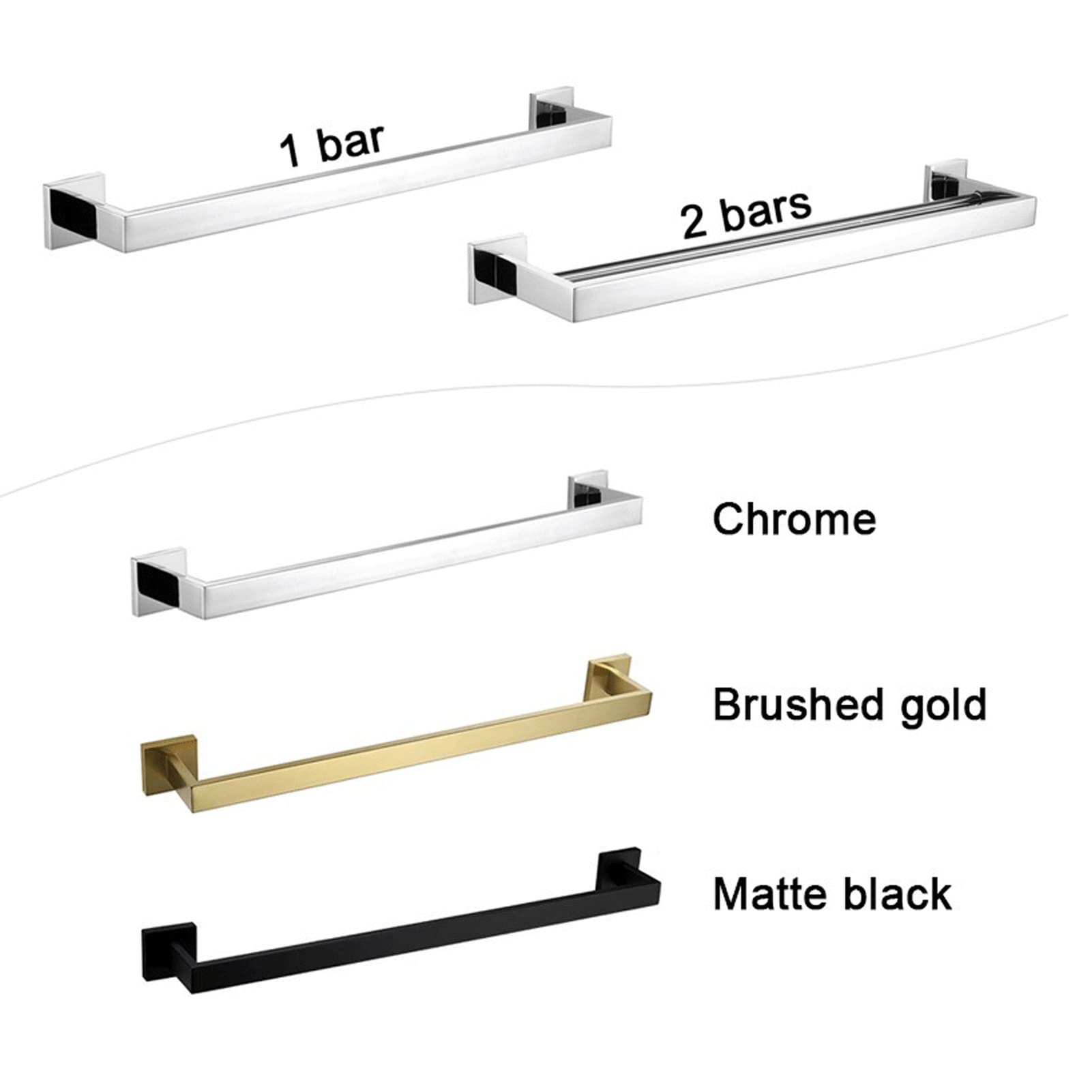 Stainless Steel Wall Mounted Towel Rack - 304 Matte Black 50cm for Kitchen, Bathroom & Hotel Use | Durable Dishcloth Holder & Bath Towel Hanger | Perfect for Home Organization & Space Saving