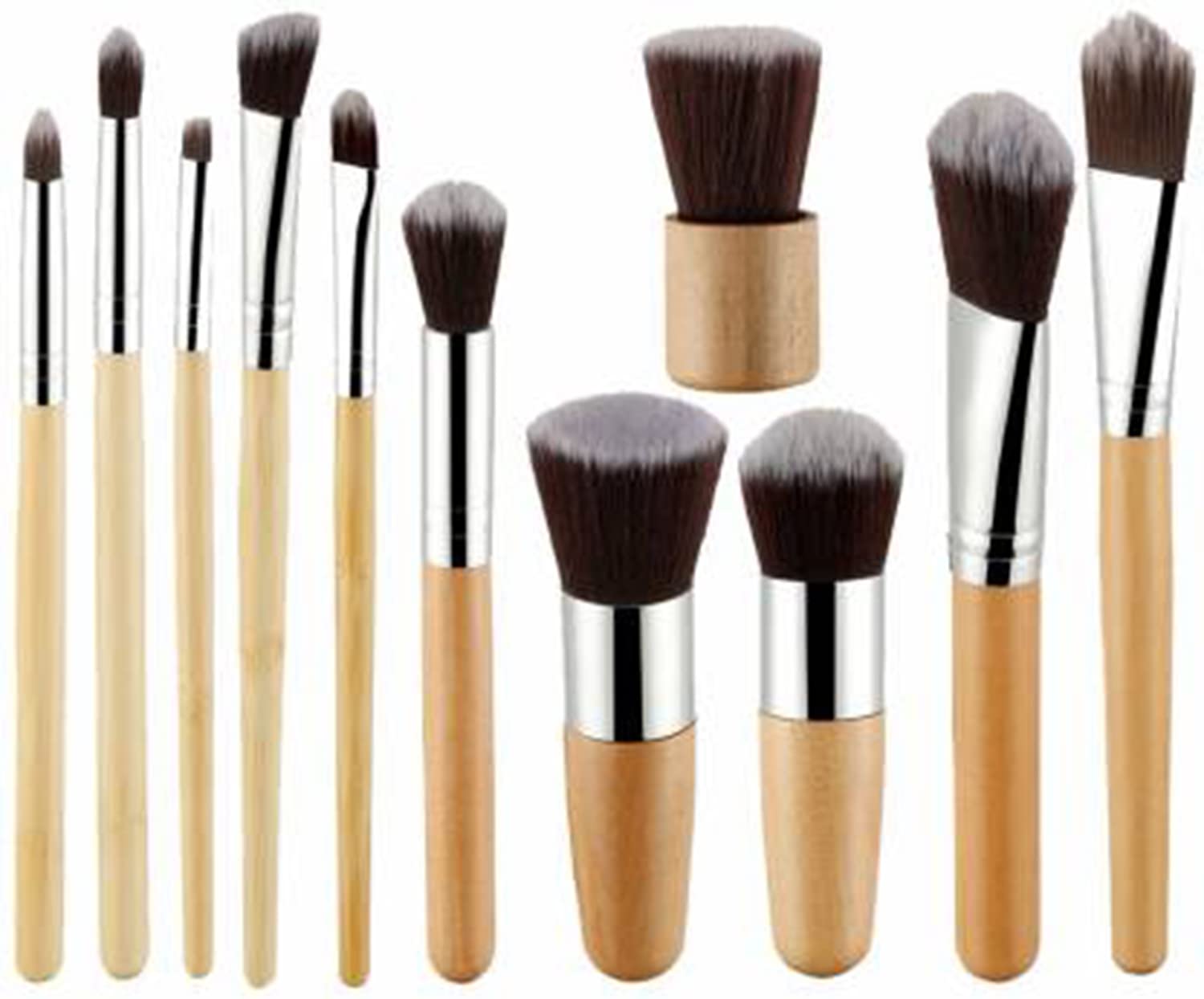 ClubComfort Professional 11-Piece Makeup Brush Set - Wooden Handle Foundation, Powder, Cream, Bronzer, Concealer & Contour Brushes with Travel Case - Perfect for Everyday Makeup, Travel & Professional Use