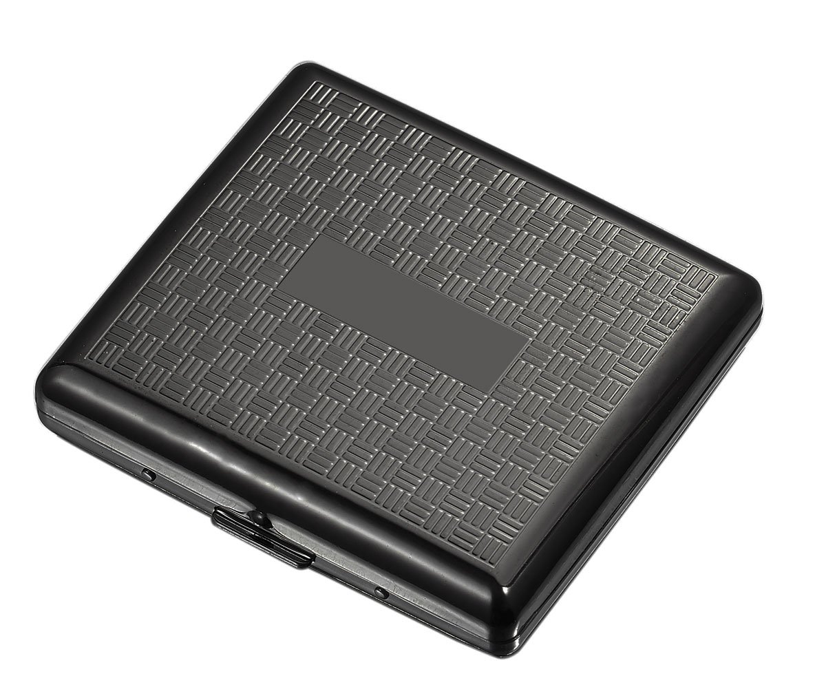 Visol Aaron Gun-Metal Weave Stamped Pattern Cigarette Case - Premium Metal Cigarette Holder for Men & Women - Perfect for Travel, Parties, and Everyday Use