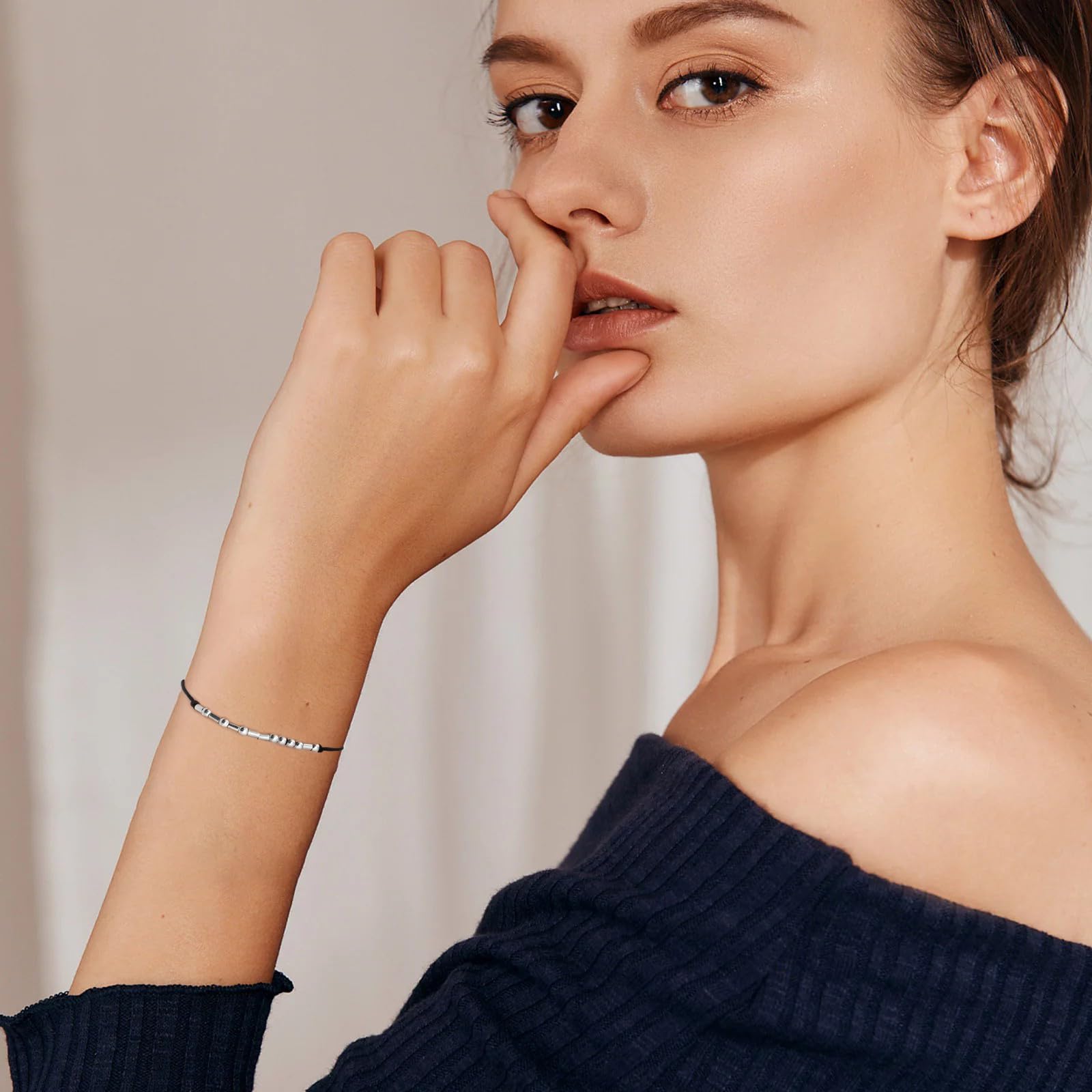 Tidefire Morse Code Bracelet for Women & Men - Secret Message Beads Friendship Bracelet with Silk Cord & Meaning Card - Perfect for Couples, Gifts, and Special Occasions