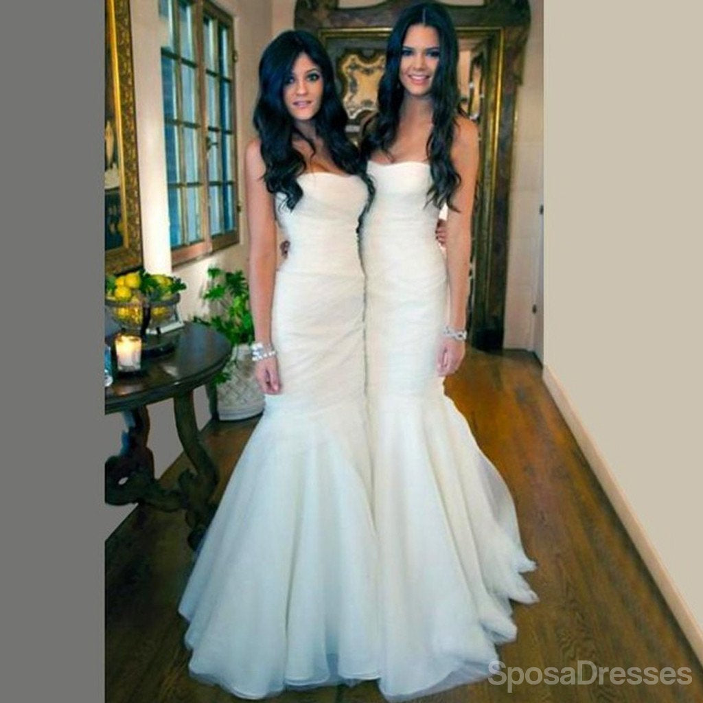 Elegant White Tulle Mermaid Bridesmaid Dress for Wedding Party - WG195 | Formal Evening Gown for Bridal Shower, Bachelorette Party & Special Occasions